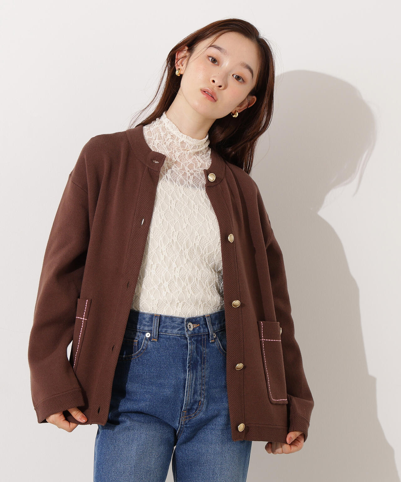 ミドル丈ニットジャケット