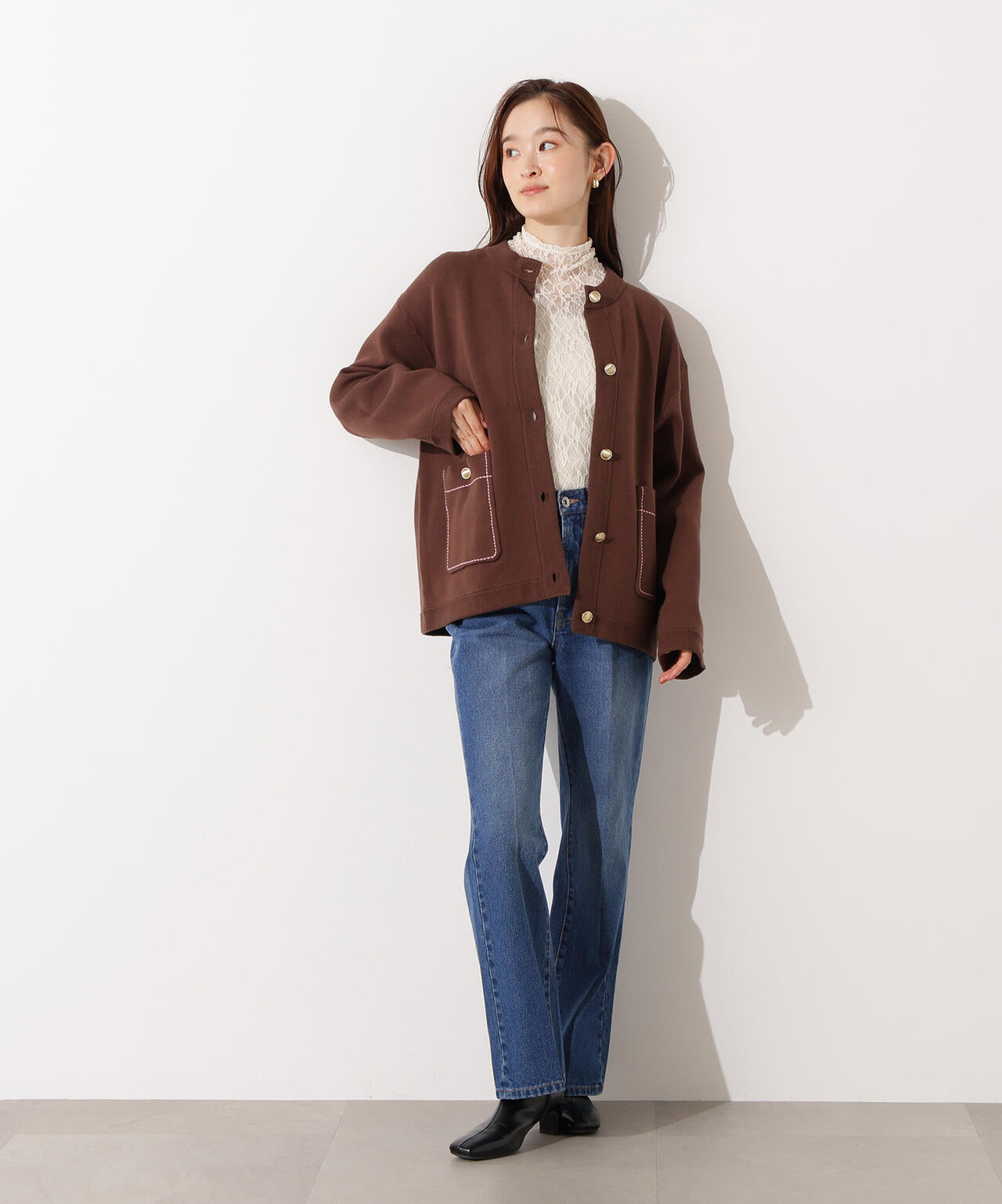 【新品未使用】CHRONOIZMKNITJACKETニットジャケット BROWN ミドル丈ニットジャケット | N. Natural Beauty Basic*（エヌ