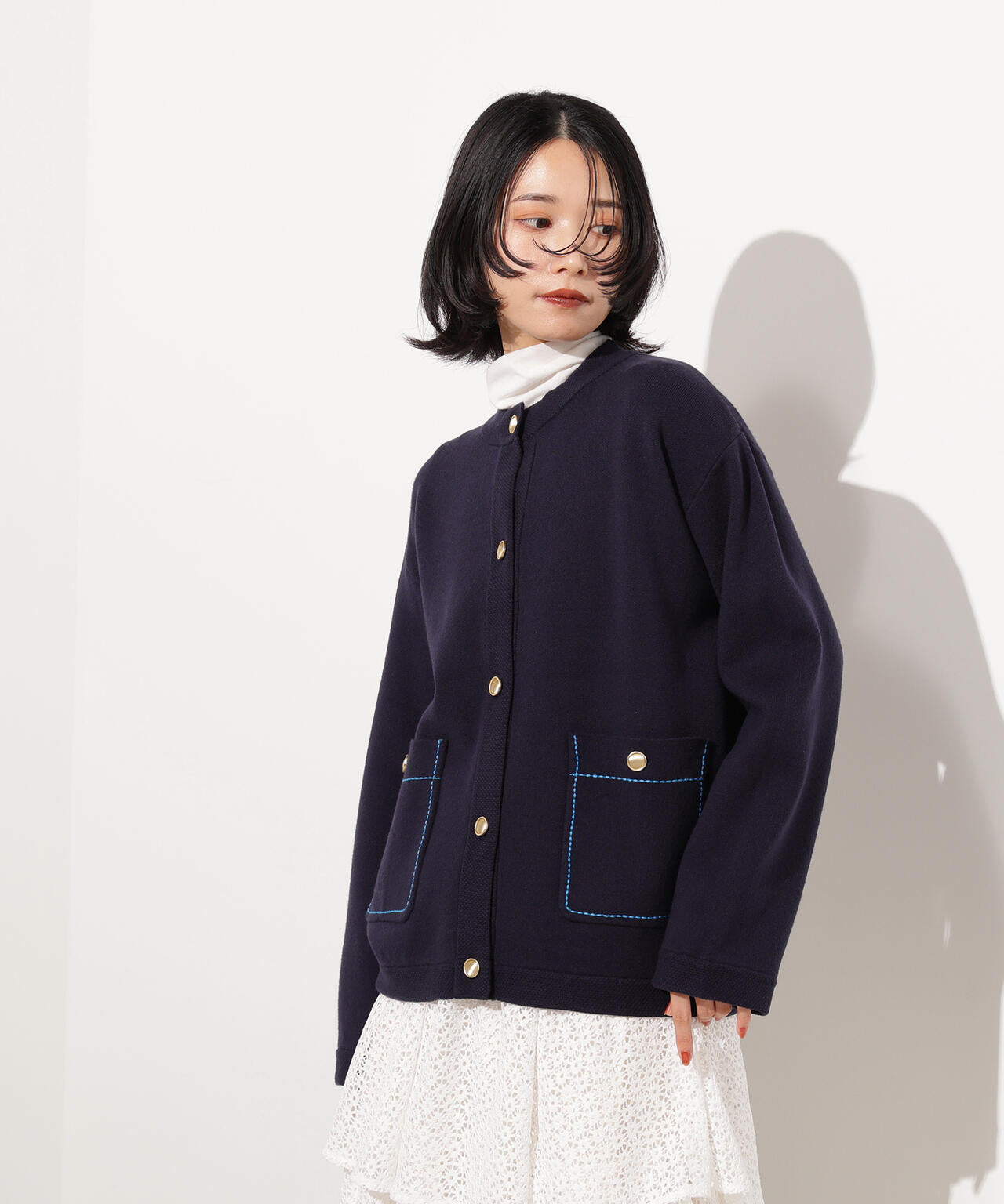 ミドル丈ニットジャケット