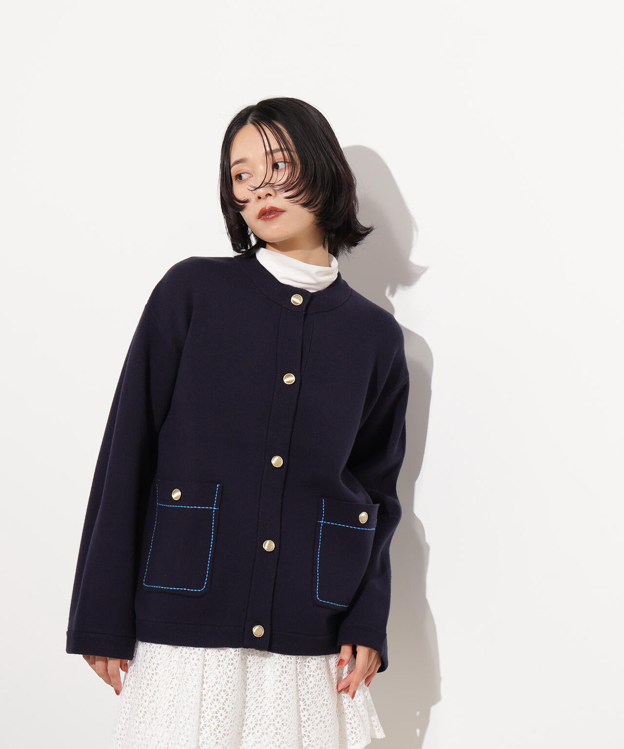 ミドル丈ニットジャケット
