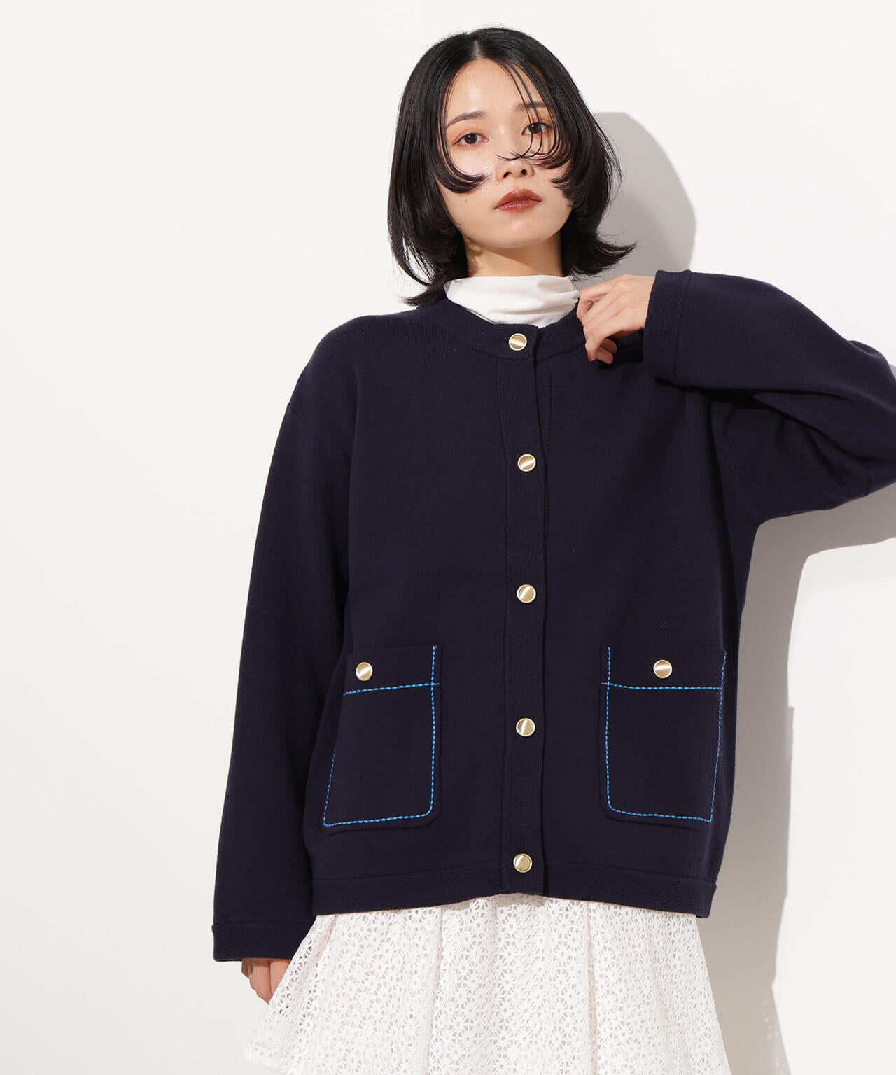 ミドル丈ニットジャケット