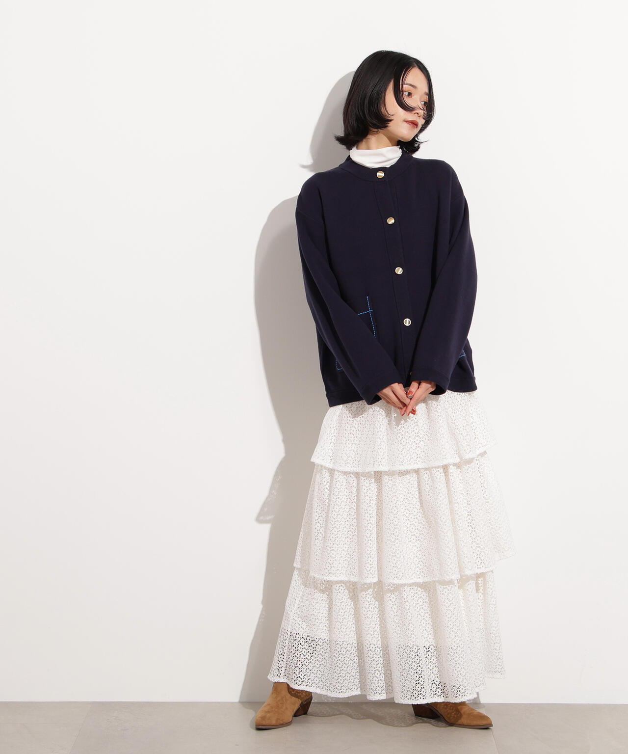 ミドル丈ニットジャケット