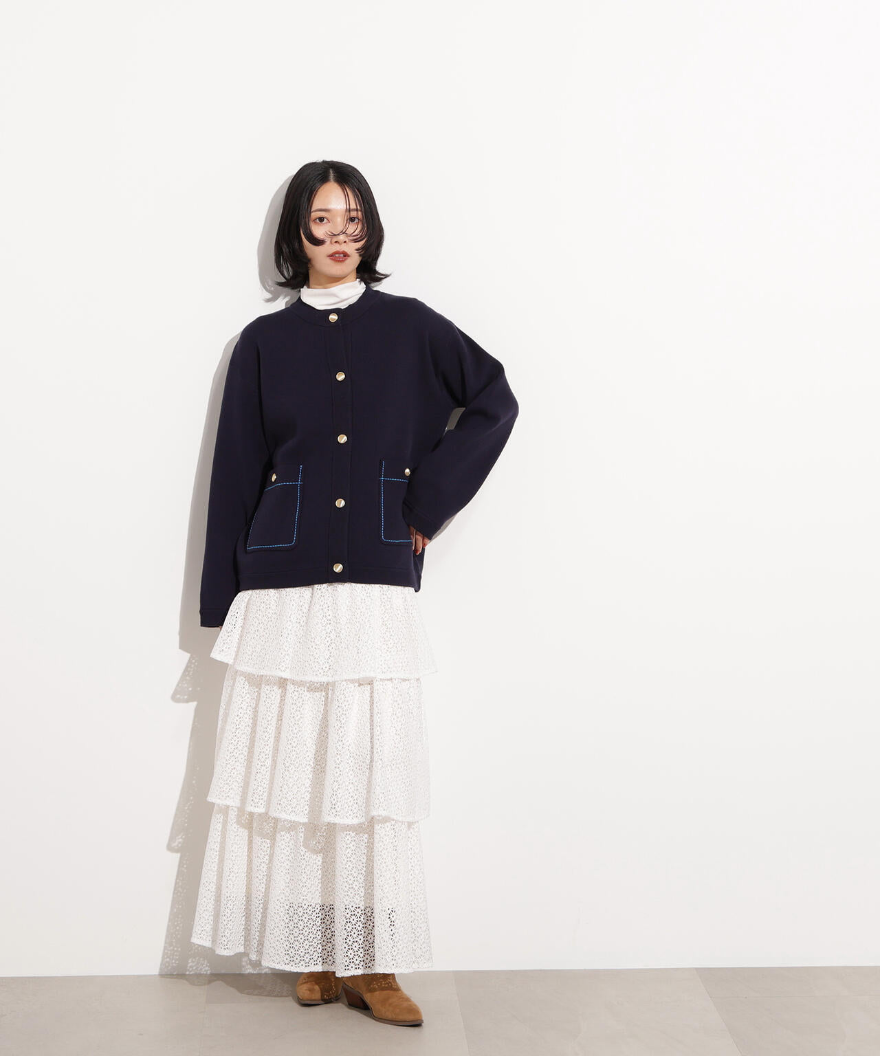 ミドル丈ニットジャケット