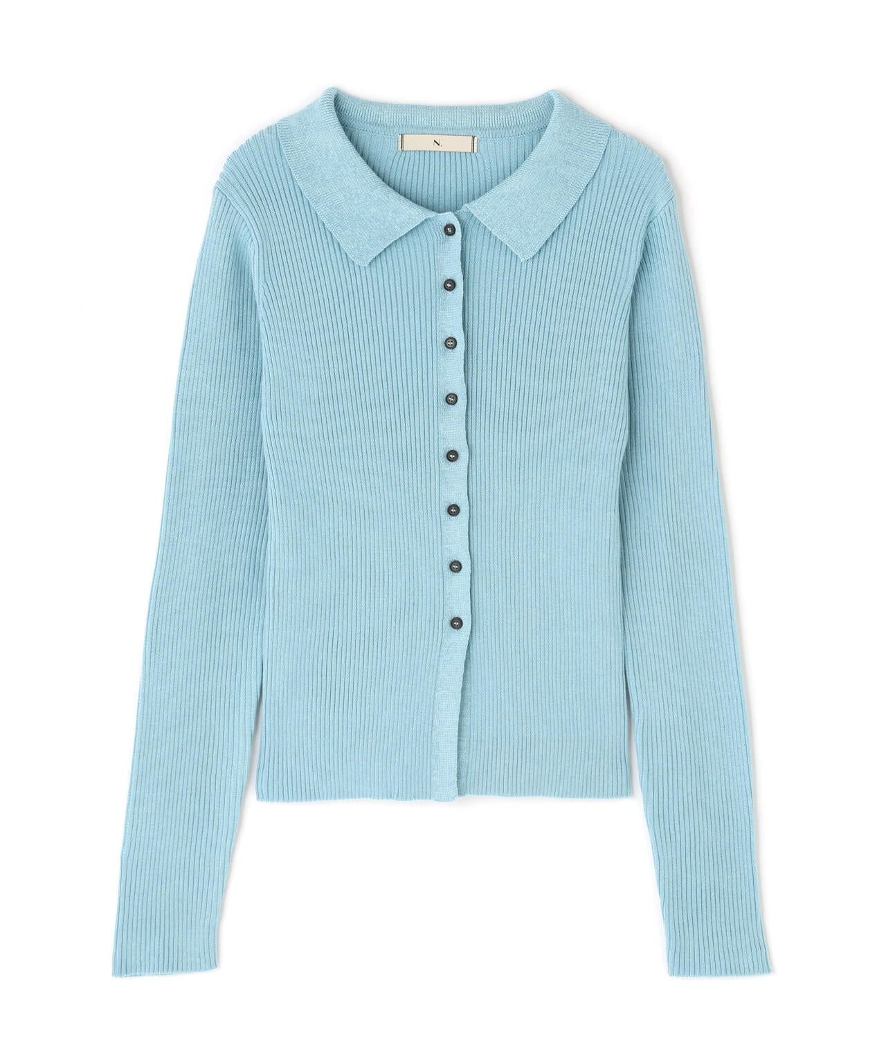 N.Natural Beauty Basic ラメ混ポロエリニット　ブルー エヌ ナチュラルビューティーベーシック N. Natural Beauty