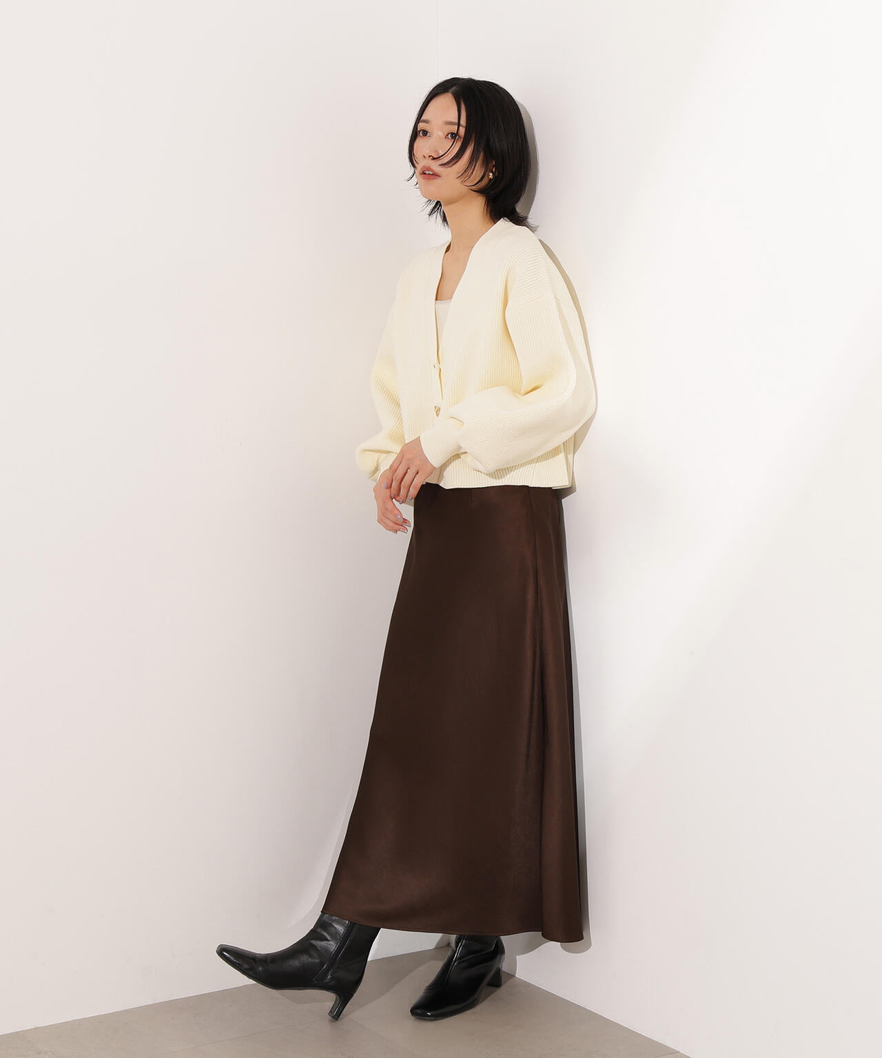 ニュアンスハートボタンカーディガン《ベリーブラウン：LUMINE・LUCUA・official site限定》