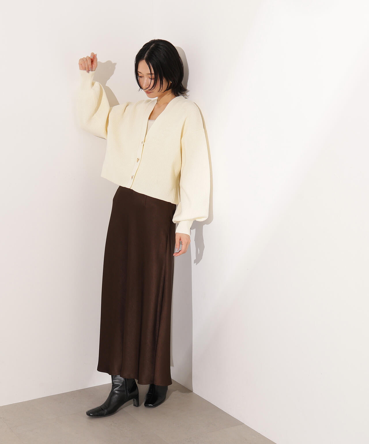 ニュアンスハートボタンカーディガン《ベリーブラウン：LUMINE・LUCUA・official site限定》