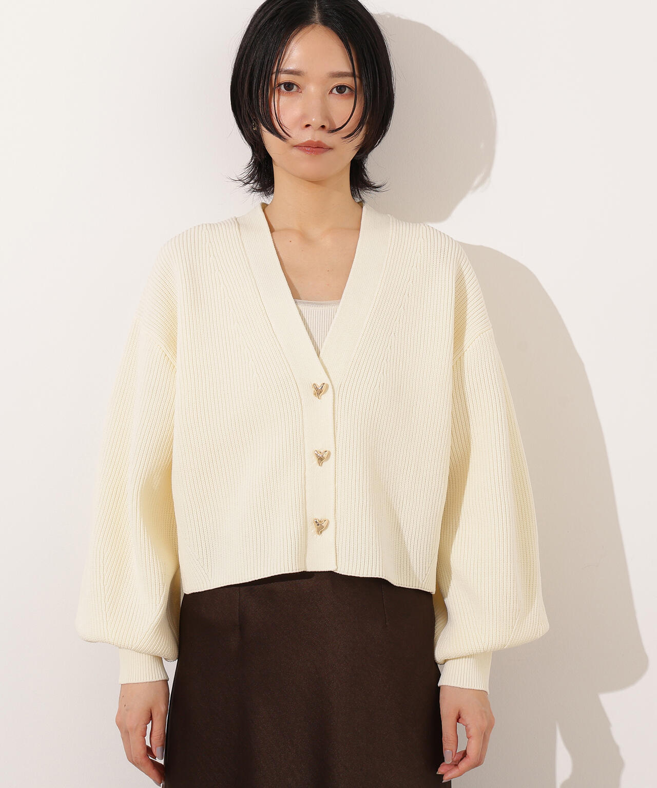 ニュアンスハートボタンカーディガン《ベリーブラウン：LUMINE・LUCUA・official site限定》