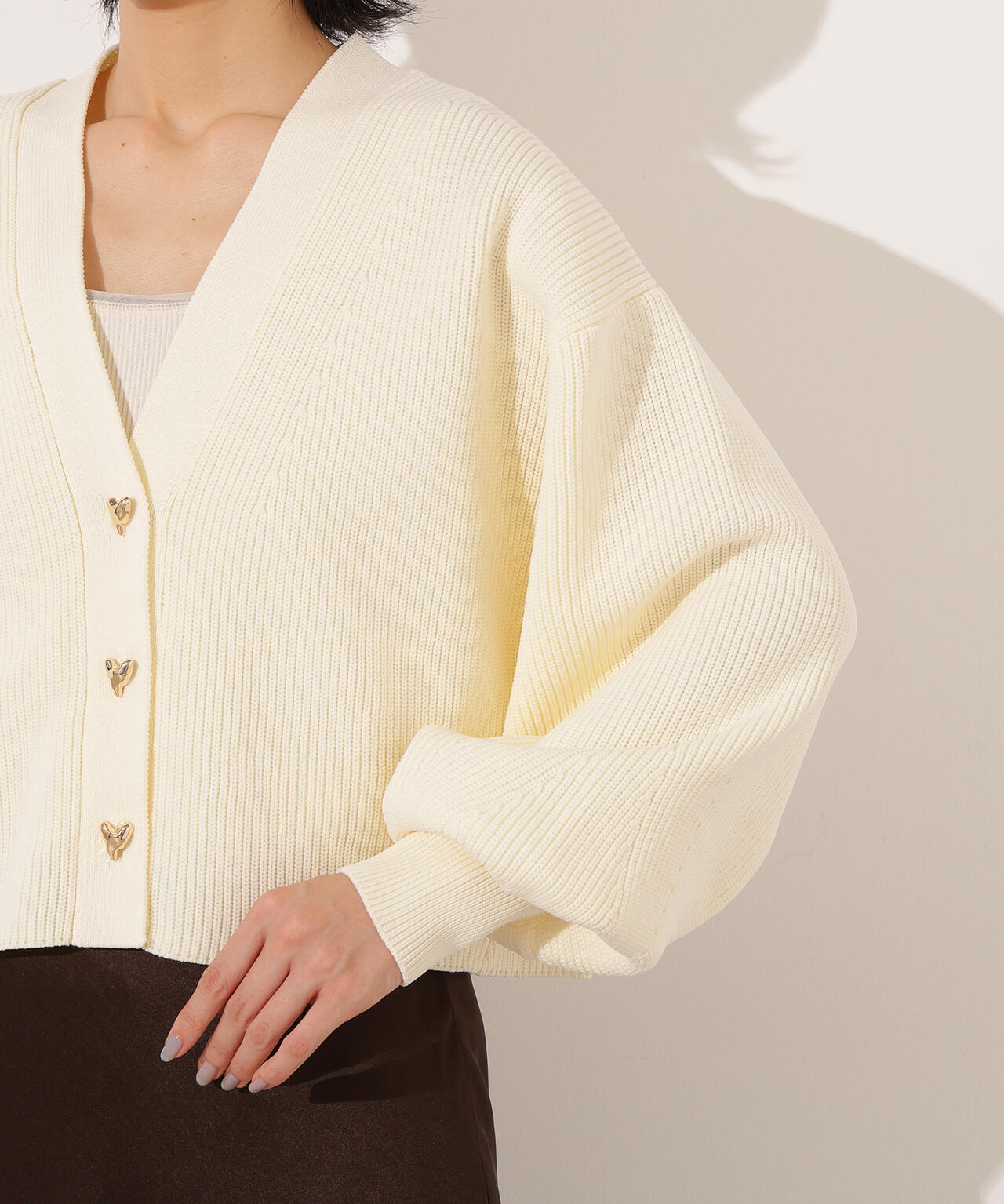 ニュアンスハートボタンカーディガン《ベリーブラウン：LUMINE・LUCUA・official site限定》