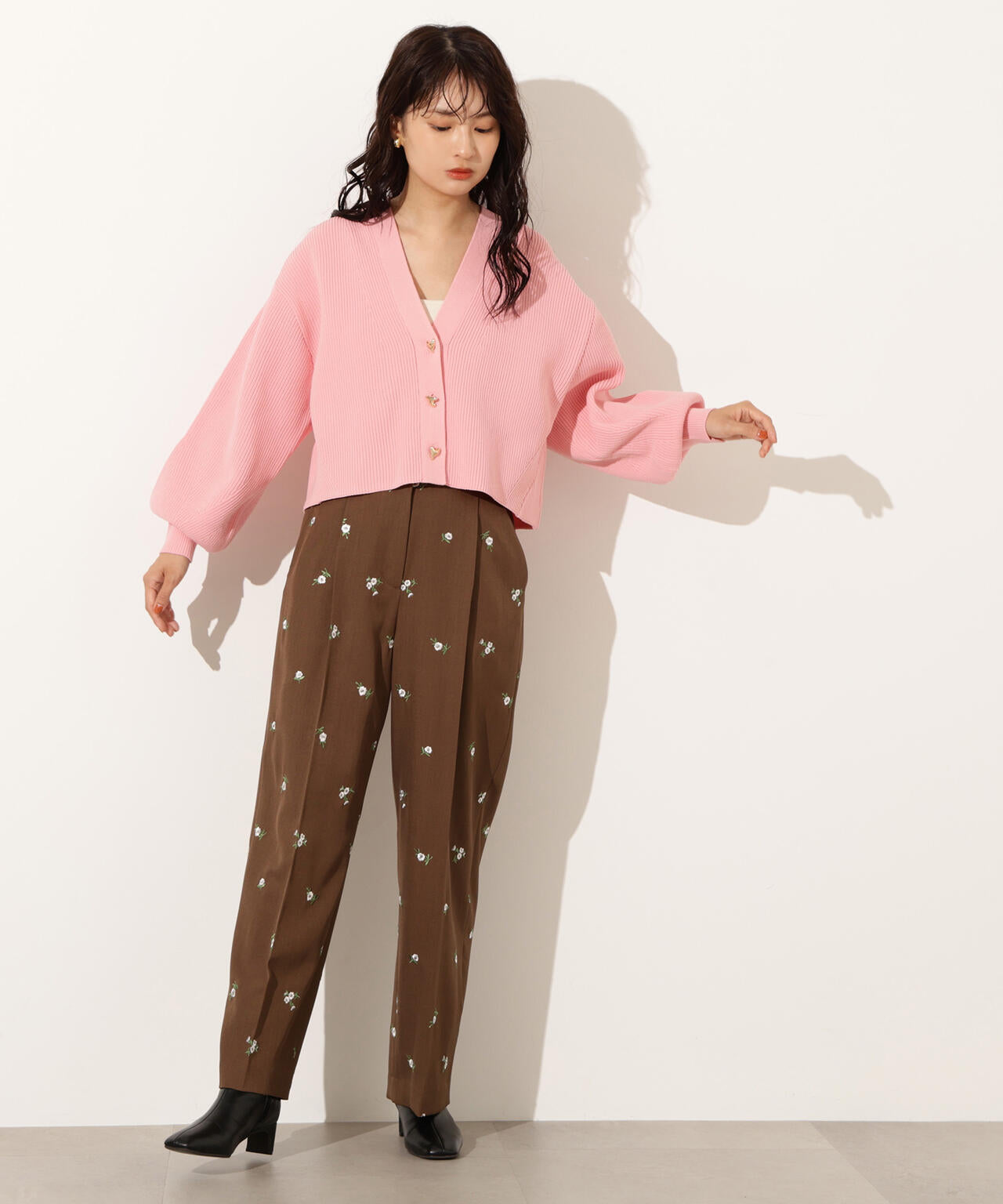 ニュアンスハートボタンカーディガン《ベリーブラウン：LUMINE・LUCUA・official site限定》