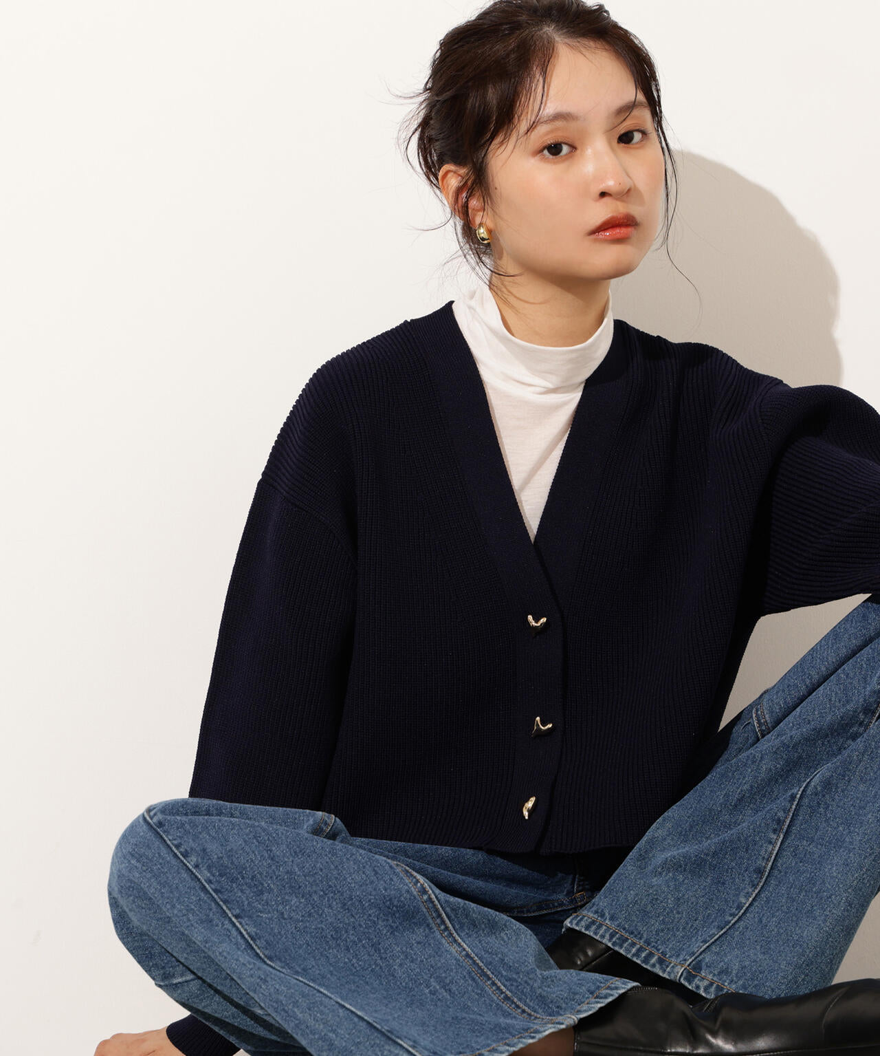 美品！L'Appartement C/N カーディガン 田中亜希子さんコラボ ]選べる2丈 前後2Wayニュアンスボタン