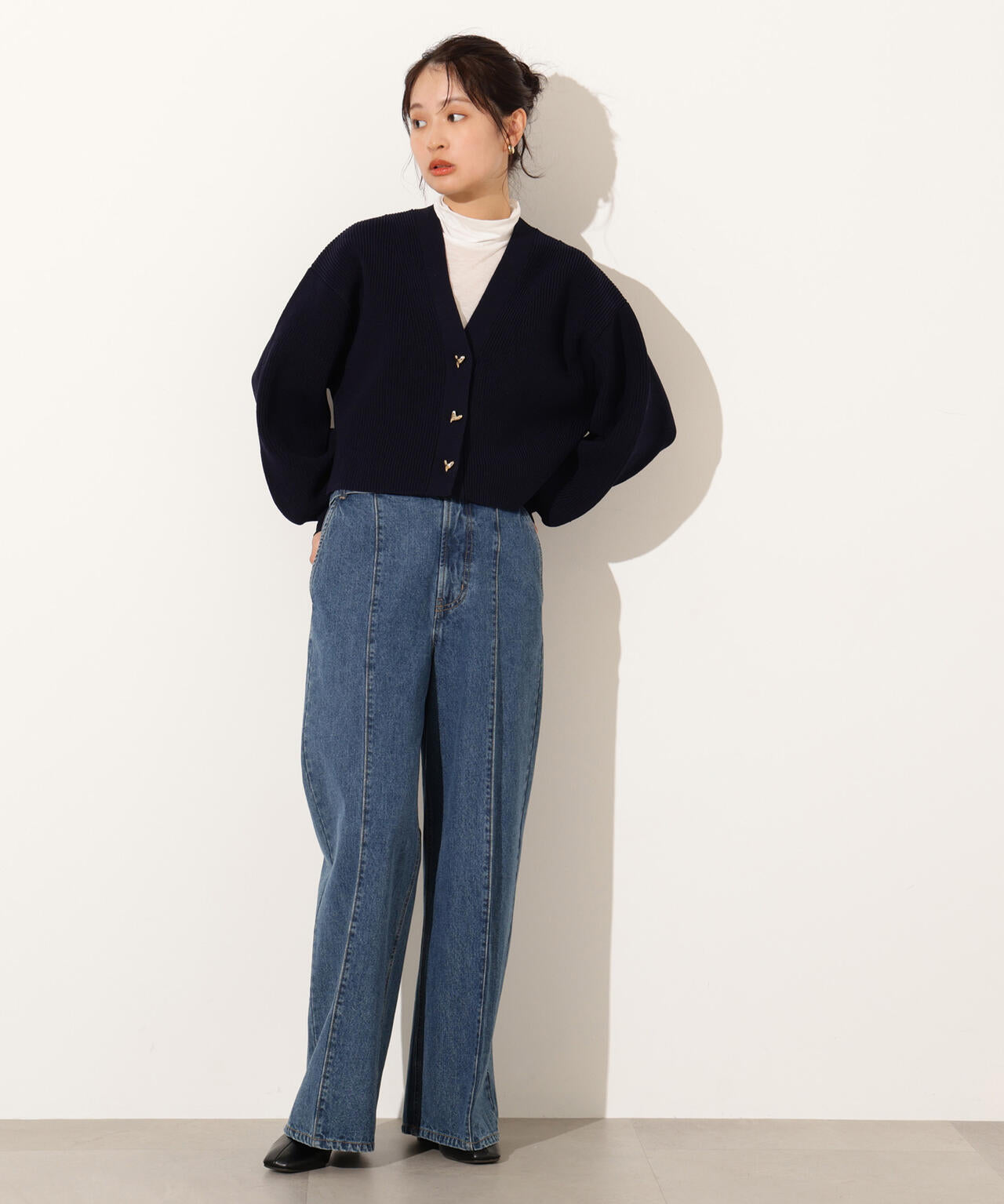 ニュアンスハートボタンカーディガン《ベリーブラウン：LUMINE・LUCUA・official site限定》