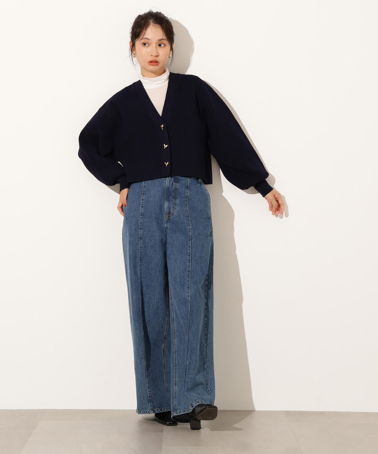 ニュアンスハートボタンカーディガン《ベリーブラウン：LUMINE・LUCUA・official site限定》