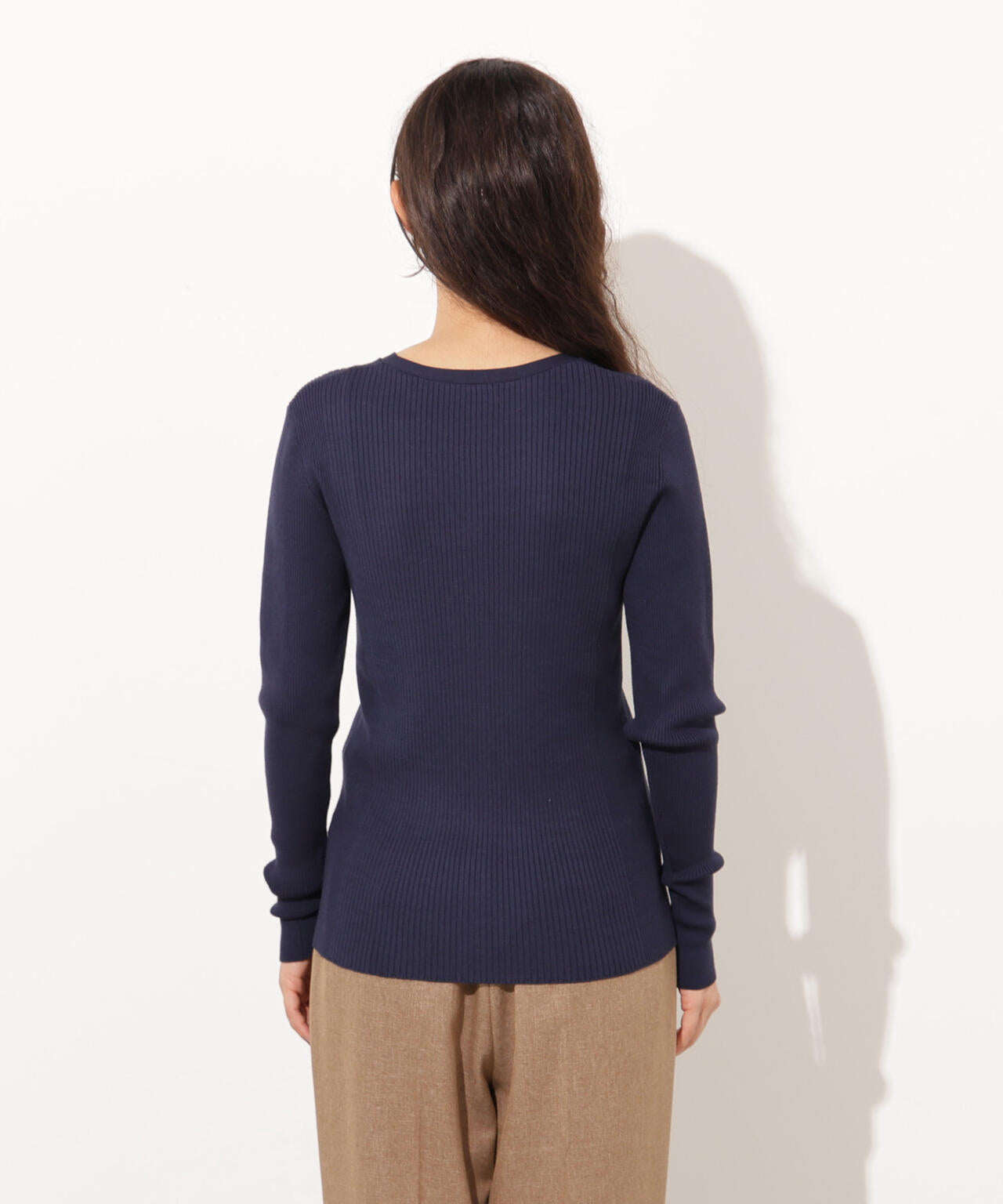 Vネックリブカーディガン