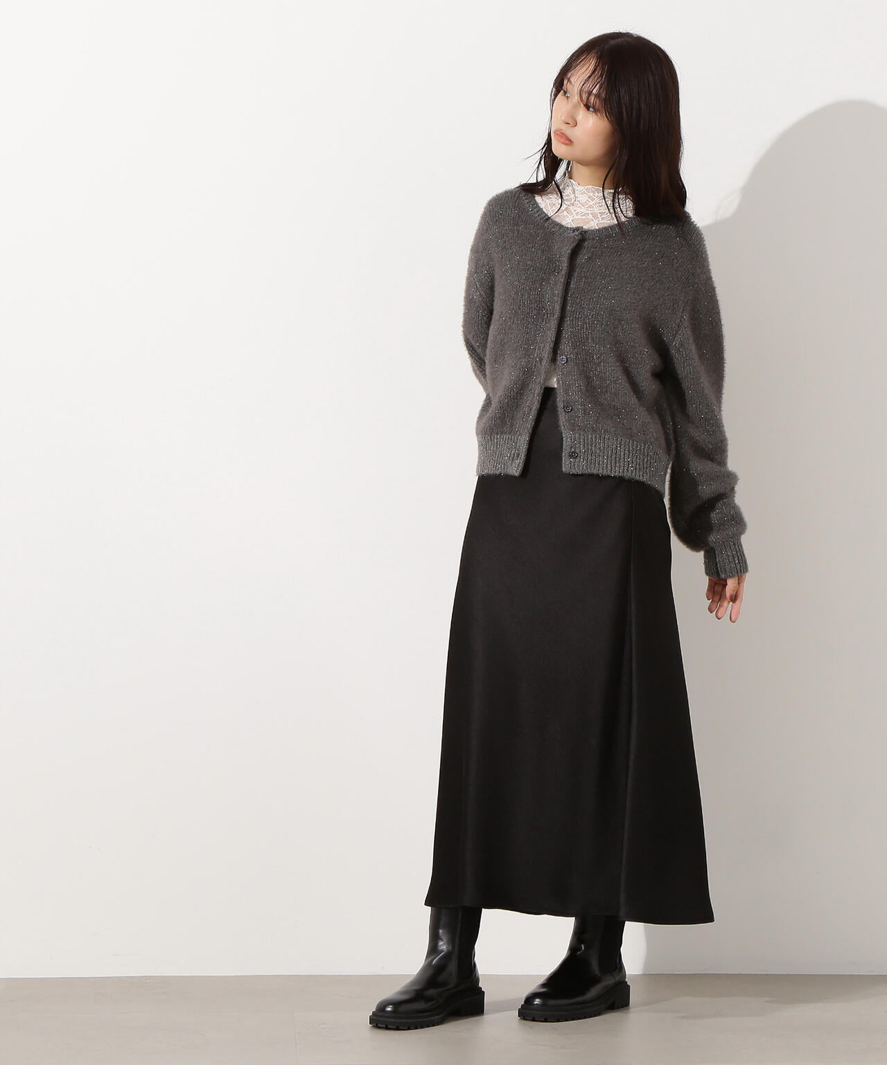 【小室安未さん着用】ビーズミックスヘアリーカーディガン