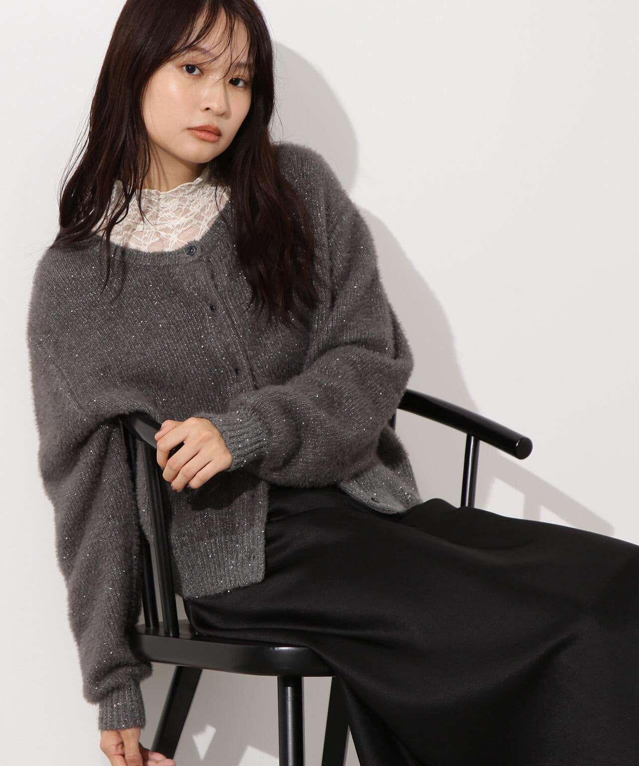 【小室安未さん着用】ビーズミックスヘアリーカーディガン