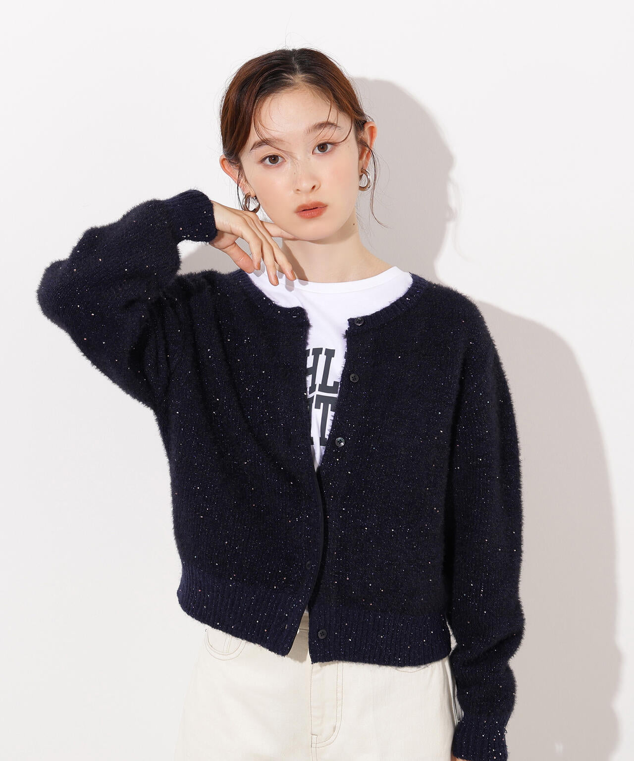 【小室安未さん着用】ビーズミックスヘアリーカーディガン