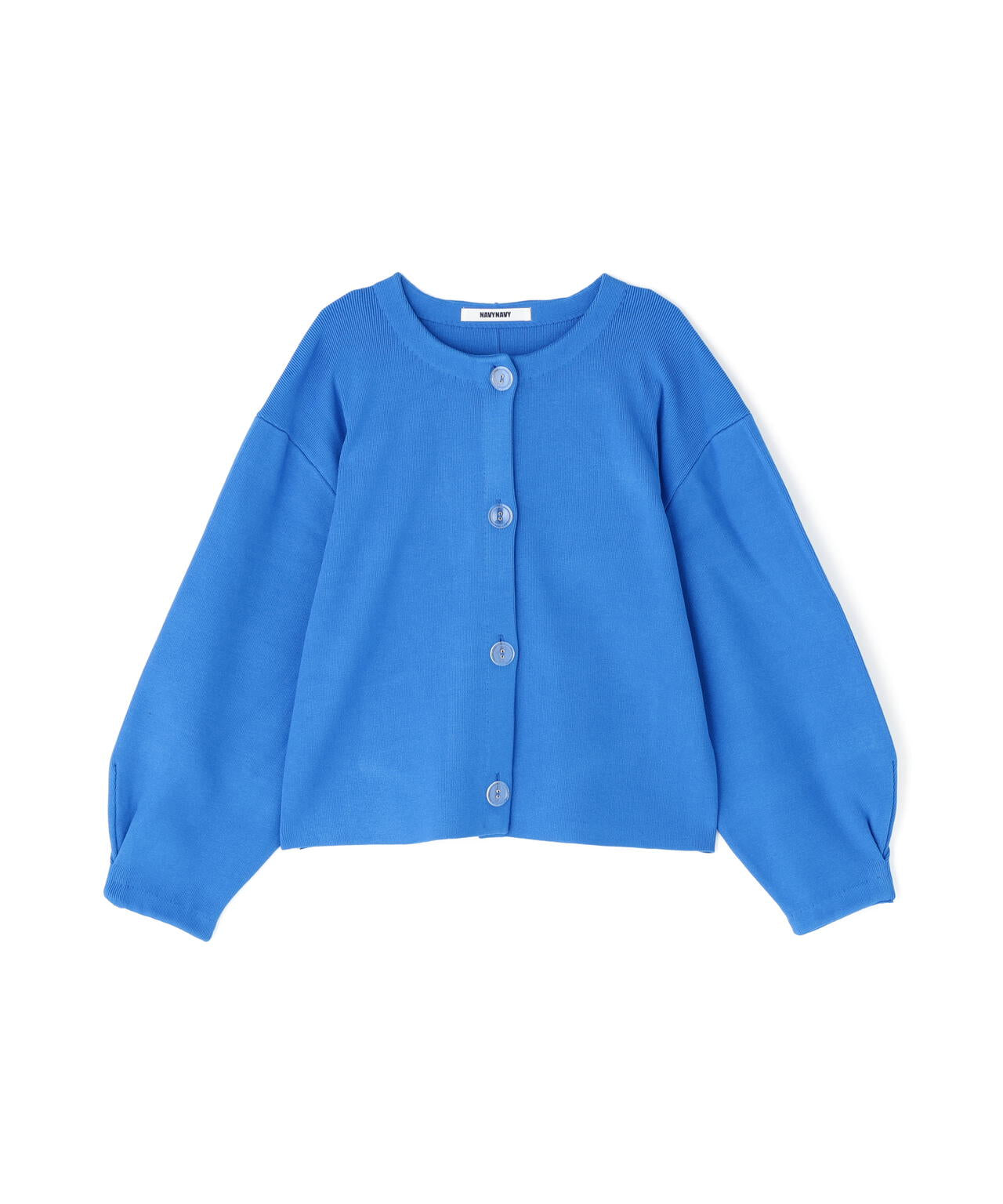 青カーディガン ユーティリティー】毛玉になりにくいクリア釦ニットカーディガン