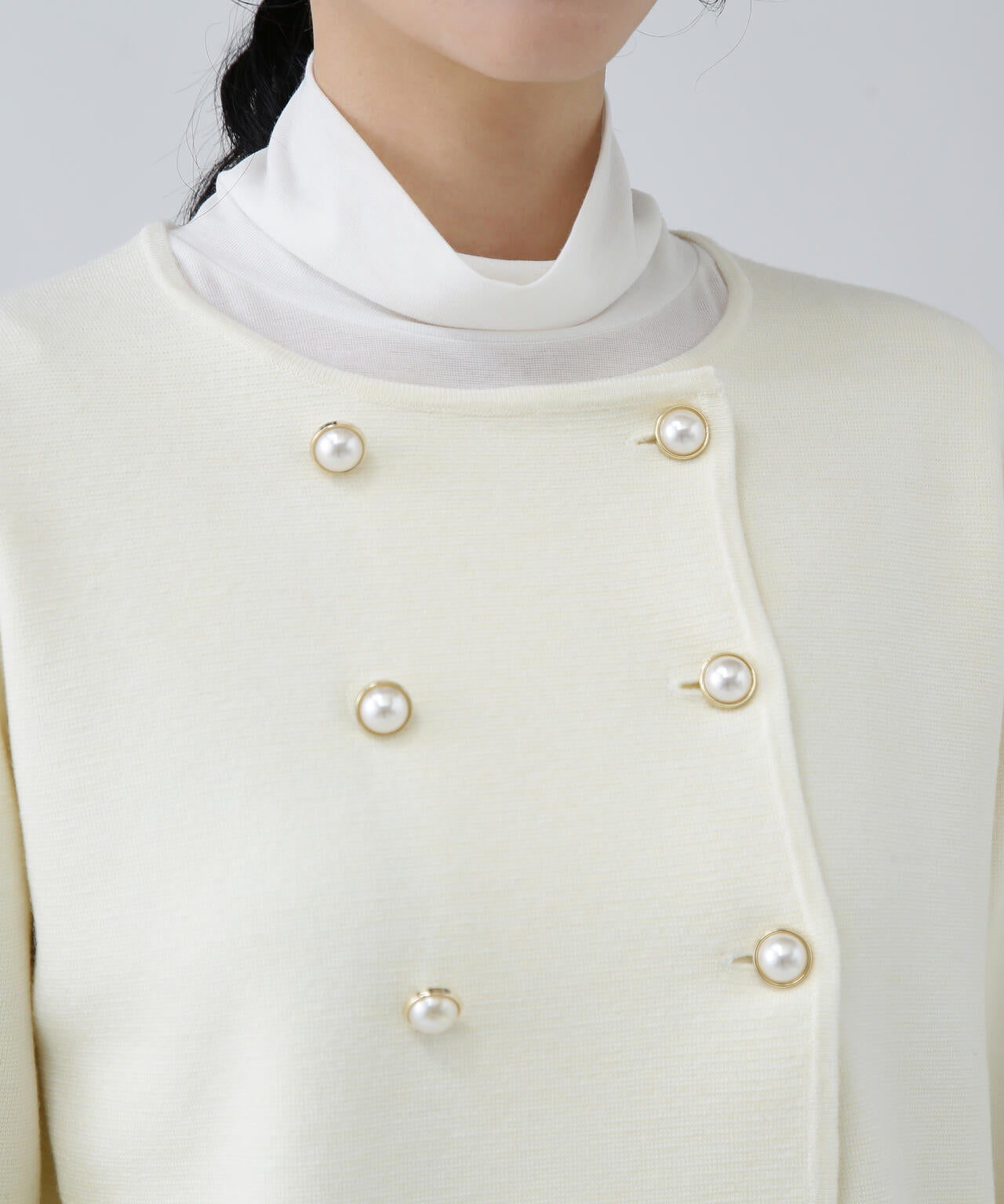 ユーティリティー】静電気軽減テープ使用Wボタンニットカーディガン