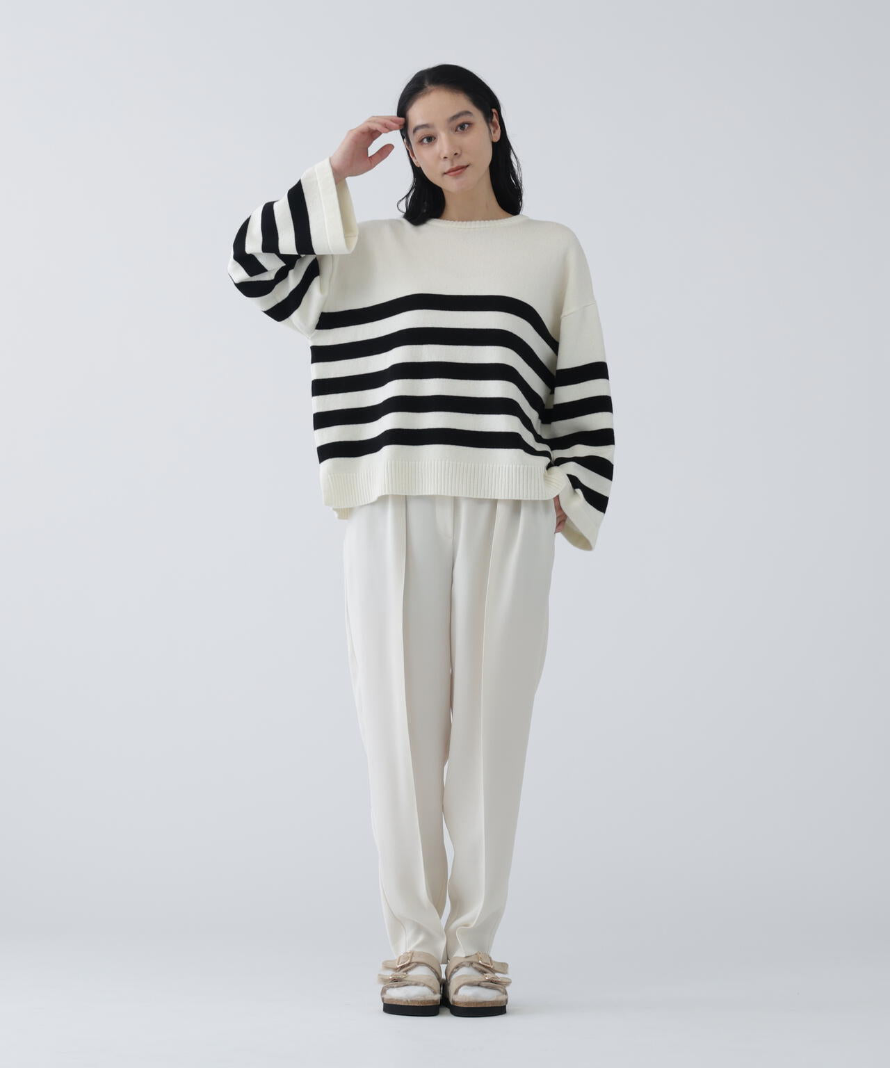 【ユーティリティー】洗えるウール混前後2WAYボクシーニット