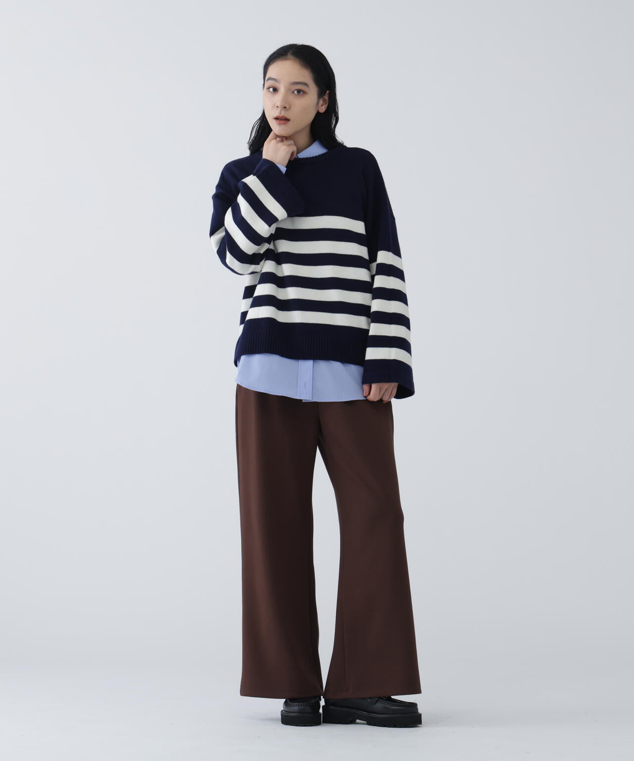 【ユーティリティー】洗えるウール混前後2WAYボクシーニット