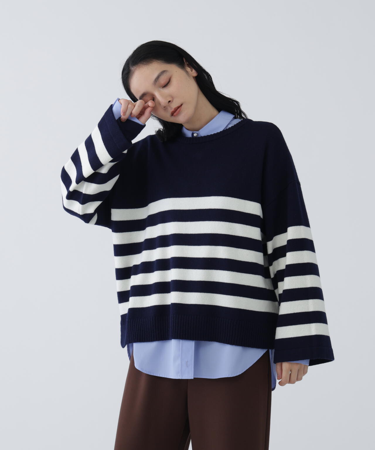 【ユーティリティー】洗えるウール混前後2WAYボクシーニット