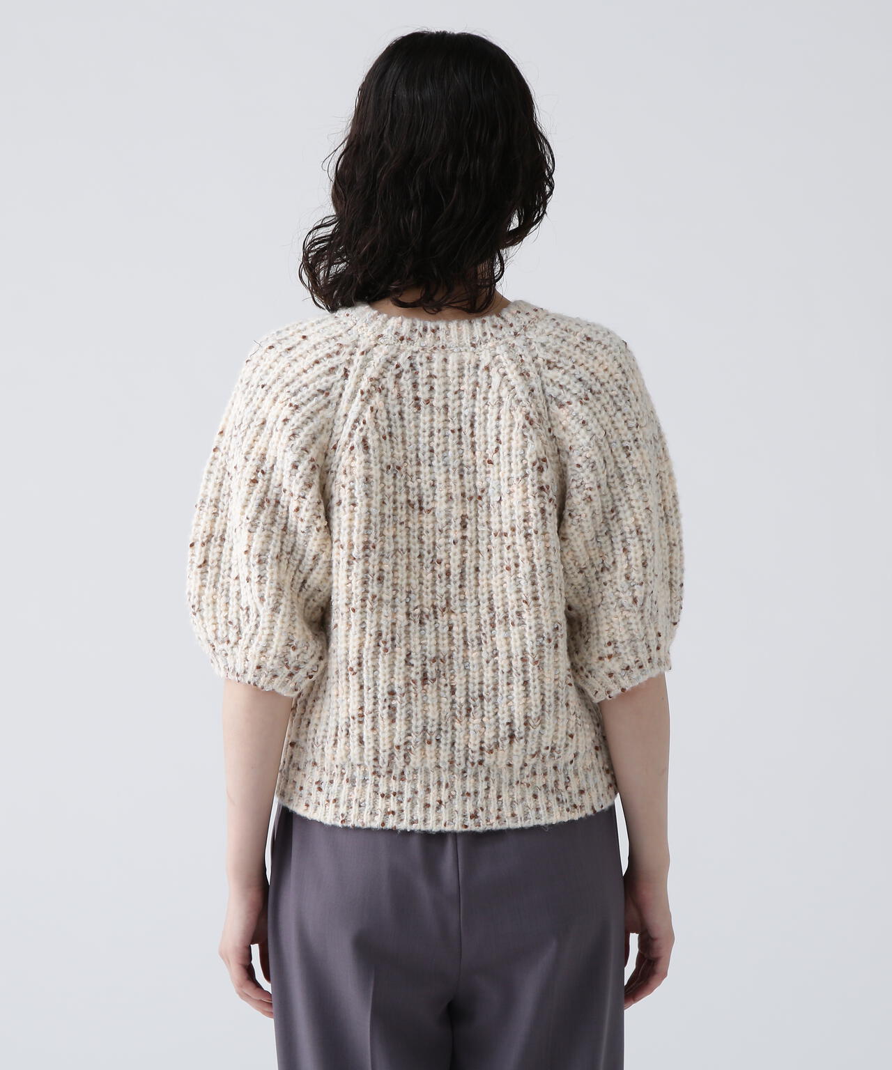 toamam♭　Pニット　グレー 好きを着て気分が高まる】洗えるポッピンカラーフォルムニット