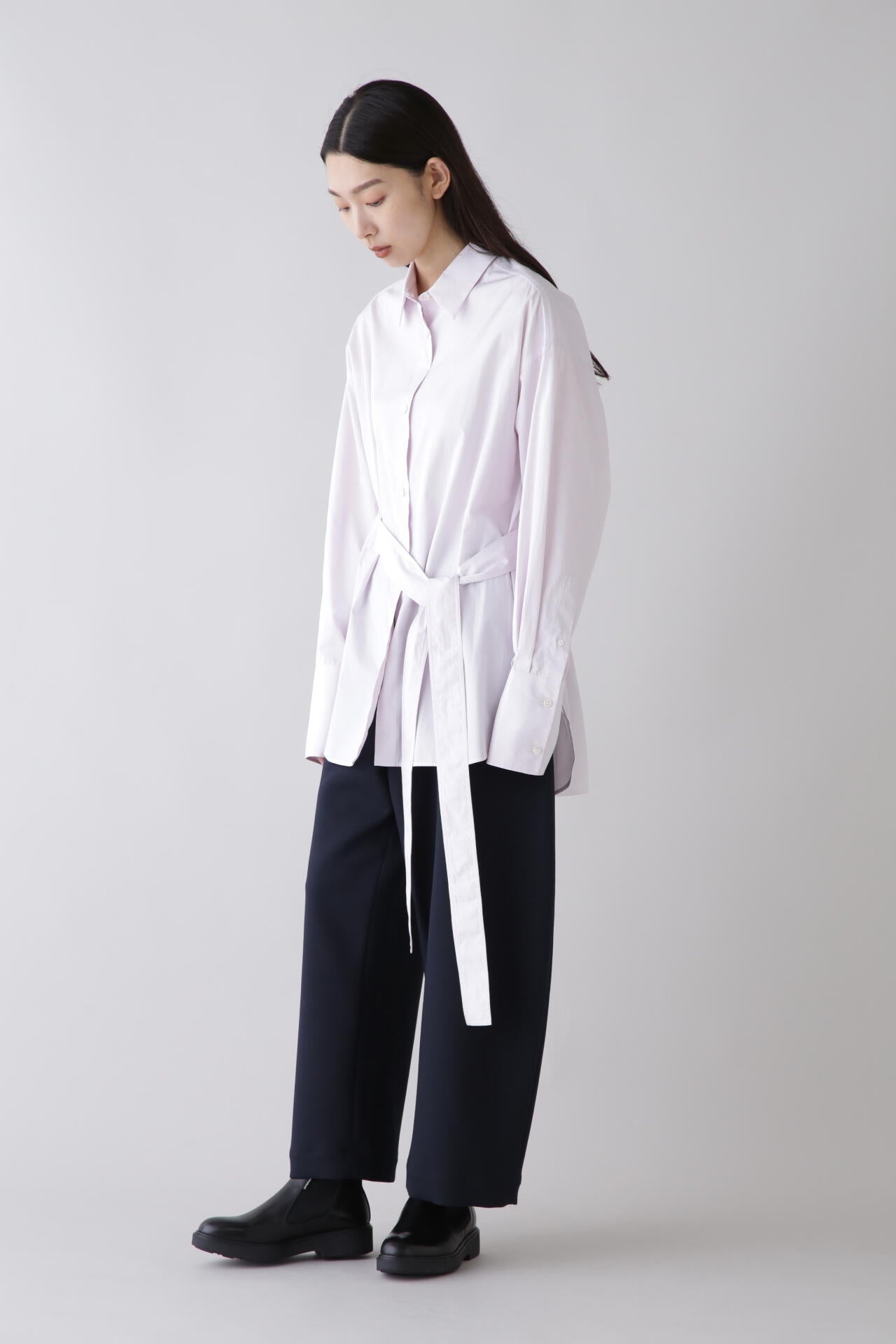 STUDIO NICHOLSON / WSHD ORGANIC COTTON TIE WAISTED SHIRT