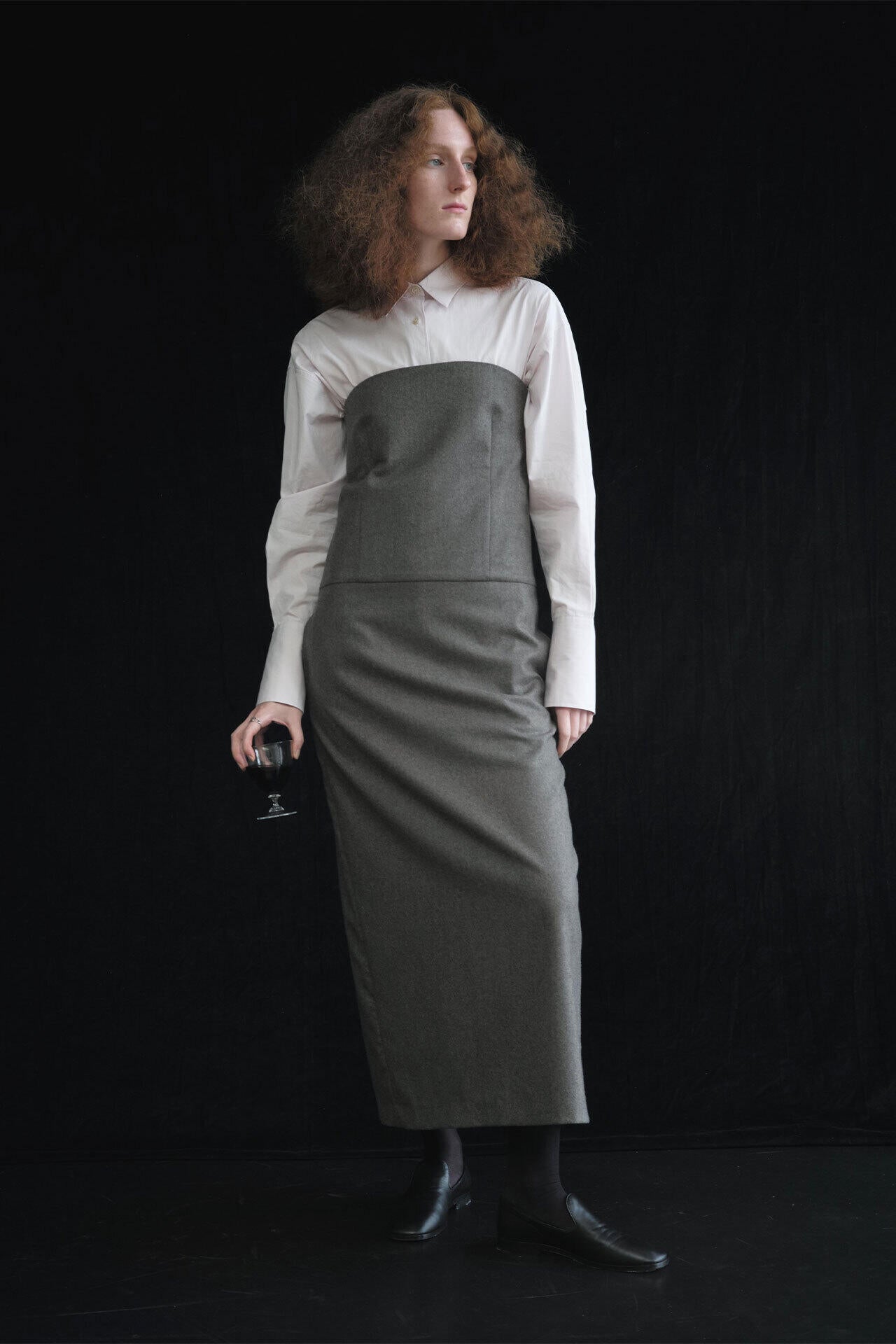 STUDIO NICHOLSON / WSHD ORGANIC COTTON TIE WAISTED SHIRT