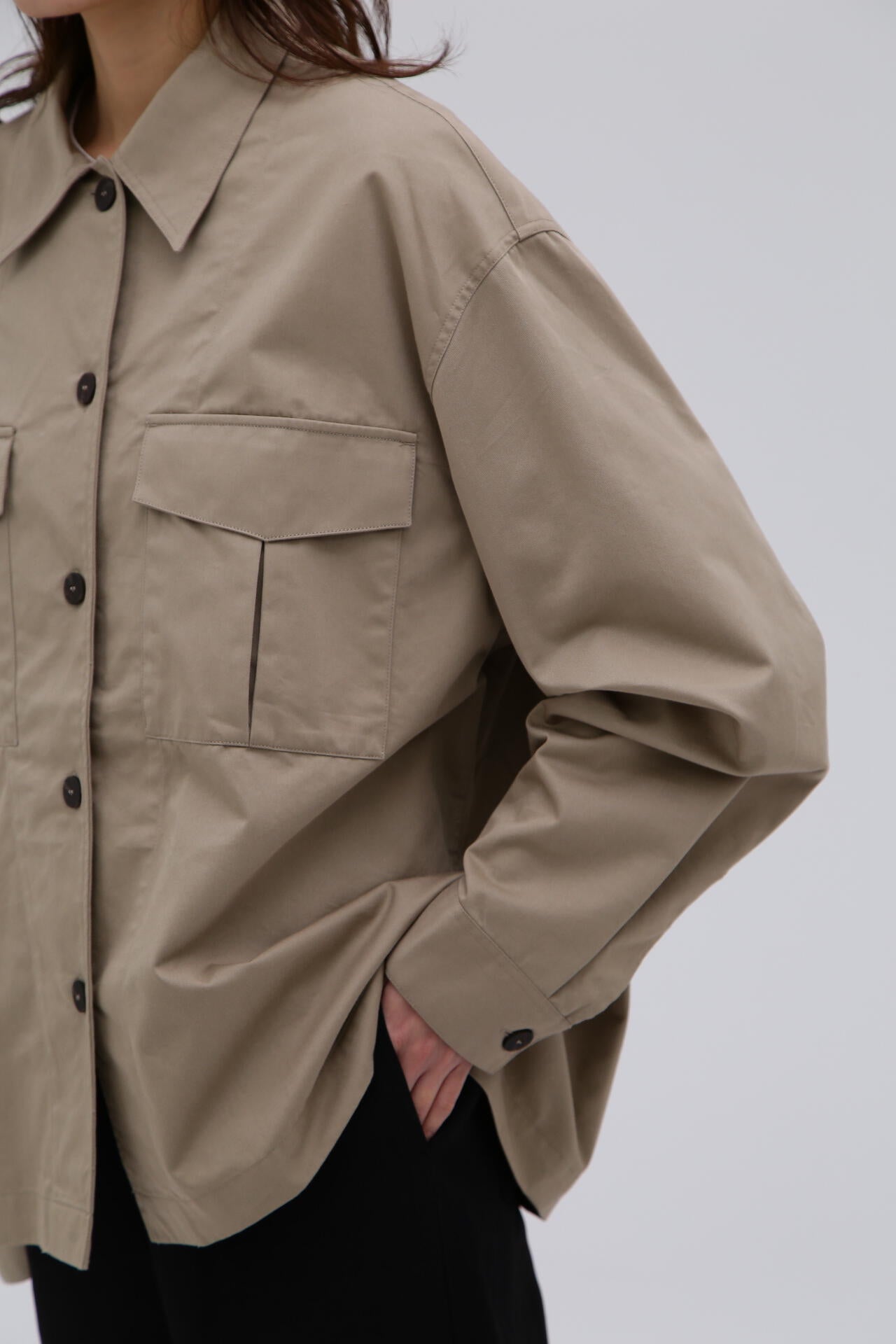 STUDIO NICHOLSON / SOFT TECHNICAL TWILL MILITARY OVER SHIRT | THE