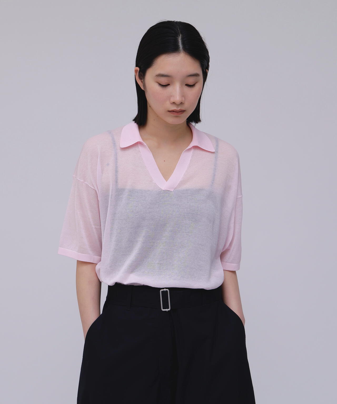 ATON / COMPACT COTTON SKIPPER POLO SWEATER