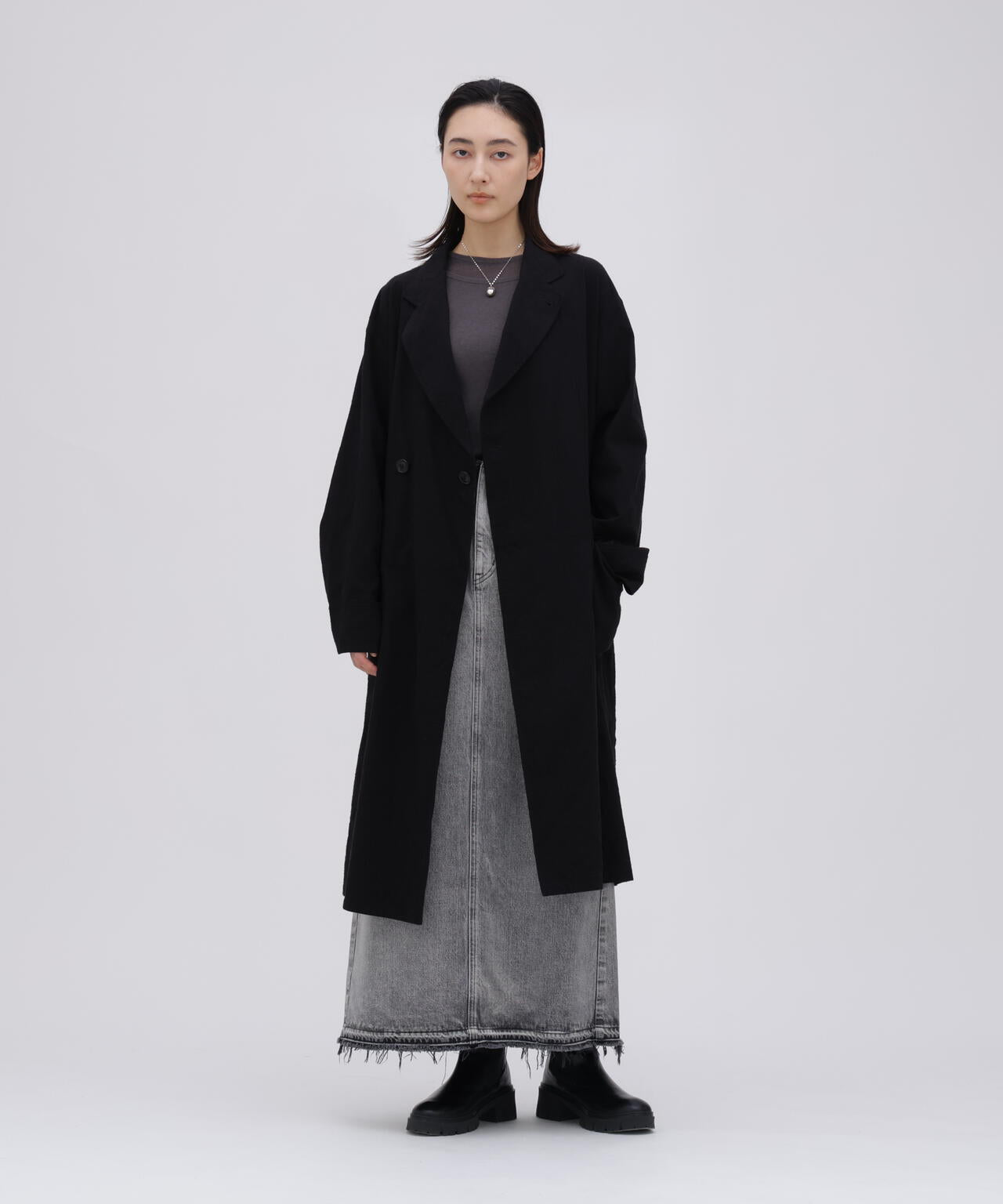 [別注] blurhms / SILK COTTN NEP PLAID COAT