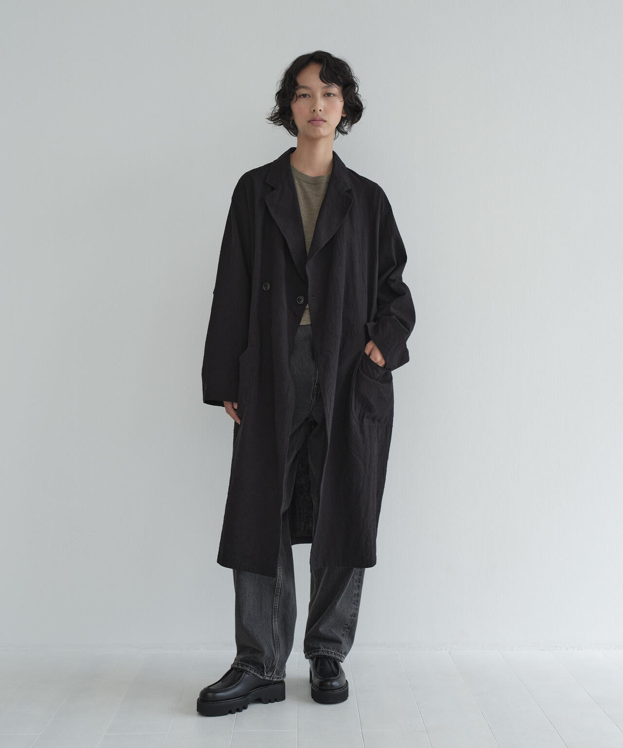 [別注] blurhms / SILK COTTN NEP PLAID COAT