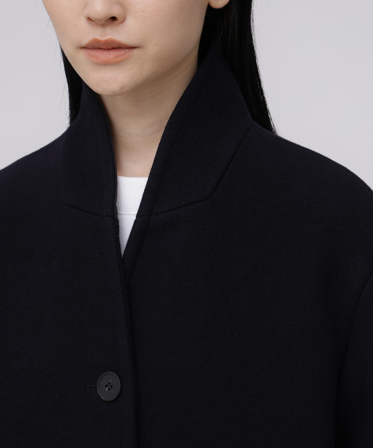 STUDIO NICHOLSON / DOUBLE WOOL CASHMERE RAISED COLLAR COAT | THE