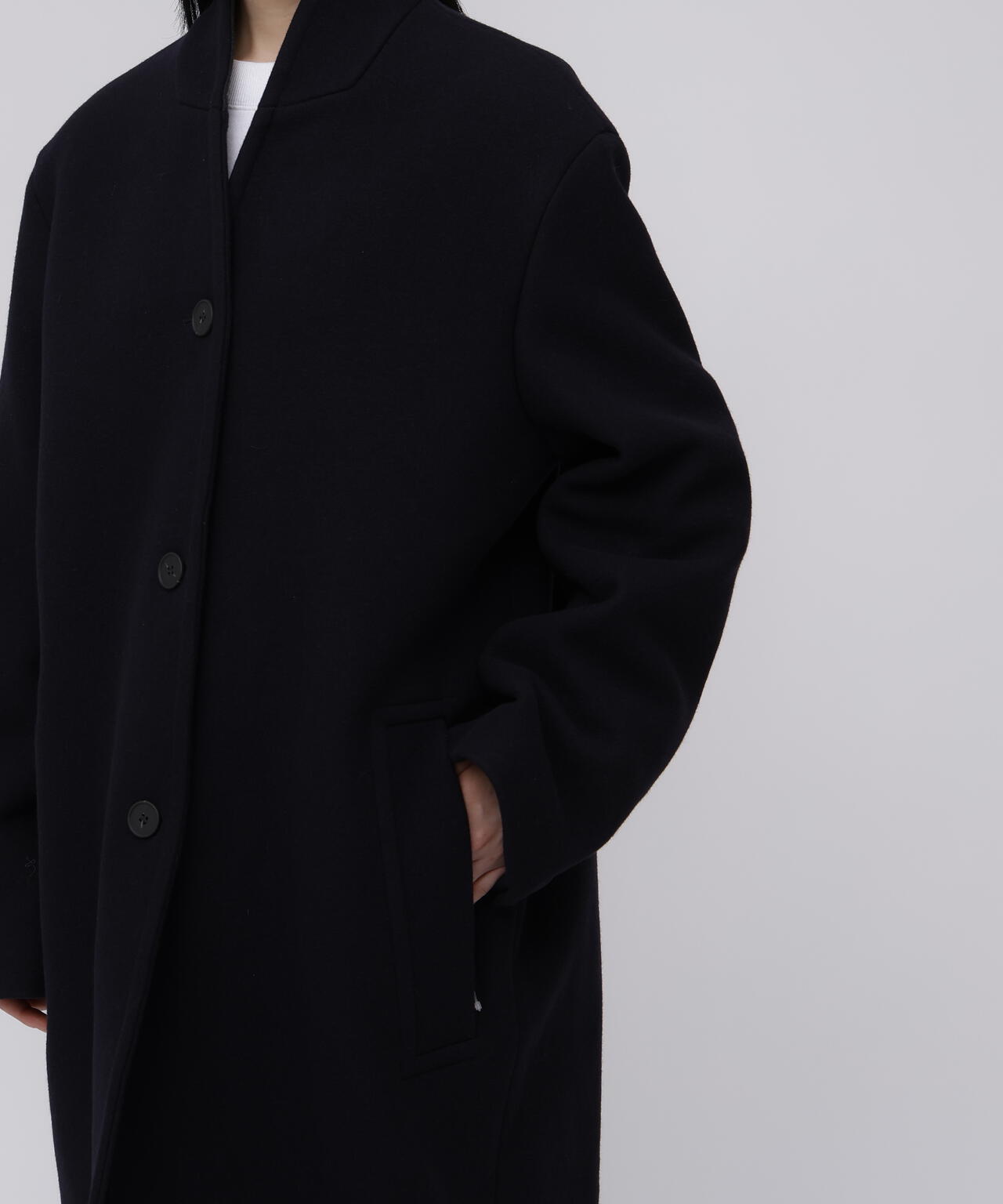 STUDIO NICHOLSON / DOUBLE WOOL CASHMERE RAISED COLLAR COAT | THE