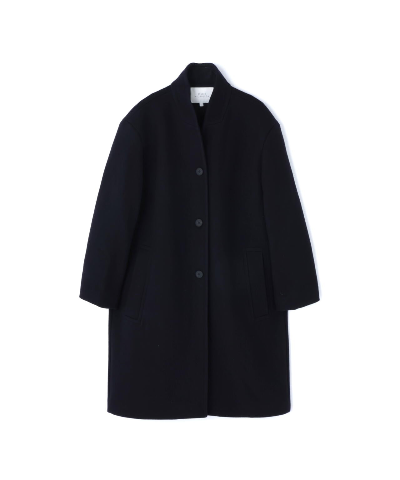 STUDIO NICHOLSON / DOUBLE WOOL CASHMERE RAISED COLLAR COAT | THE