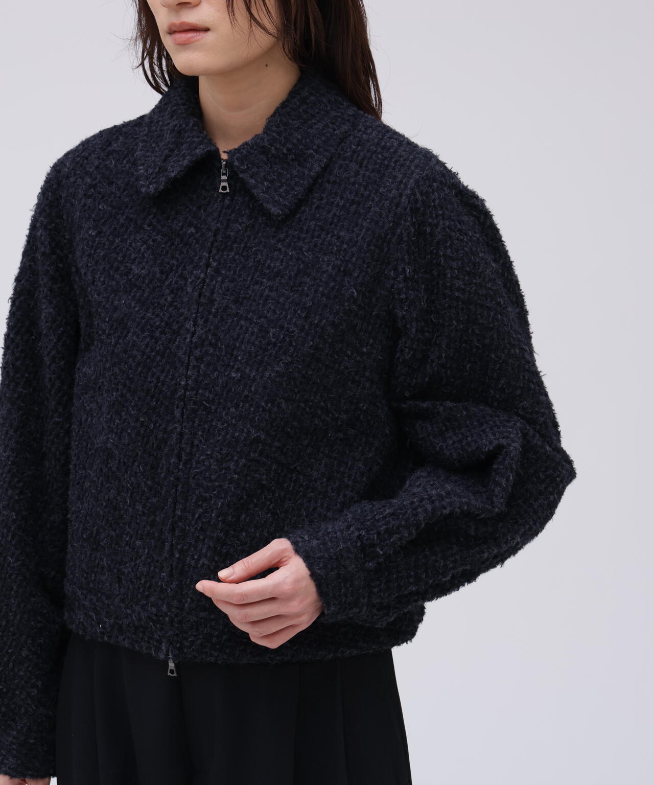 blurhms / BRUSHED WOOL ZIP SHORT JACKET