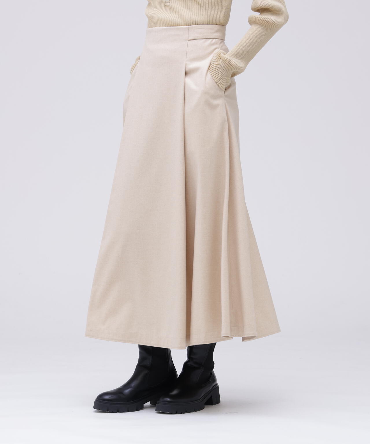 ATON / MERINO COLLEGE FLANNEL FLARED SKIRT | THE LIBRARY（ザ