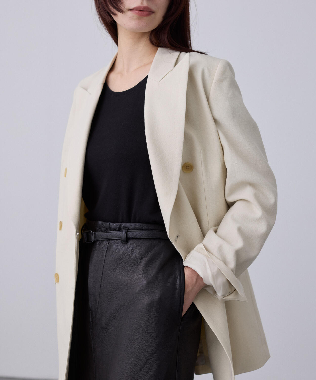 blurhms / STEER LEATHER BELTED SKIRT