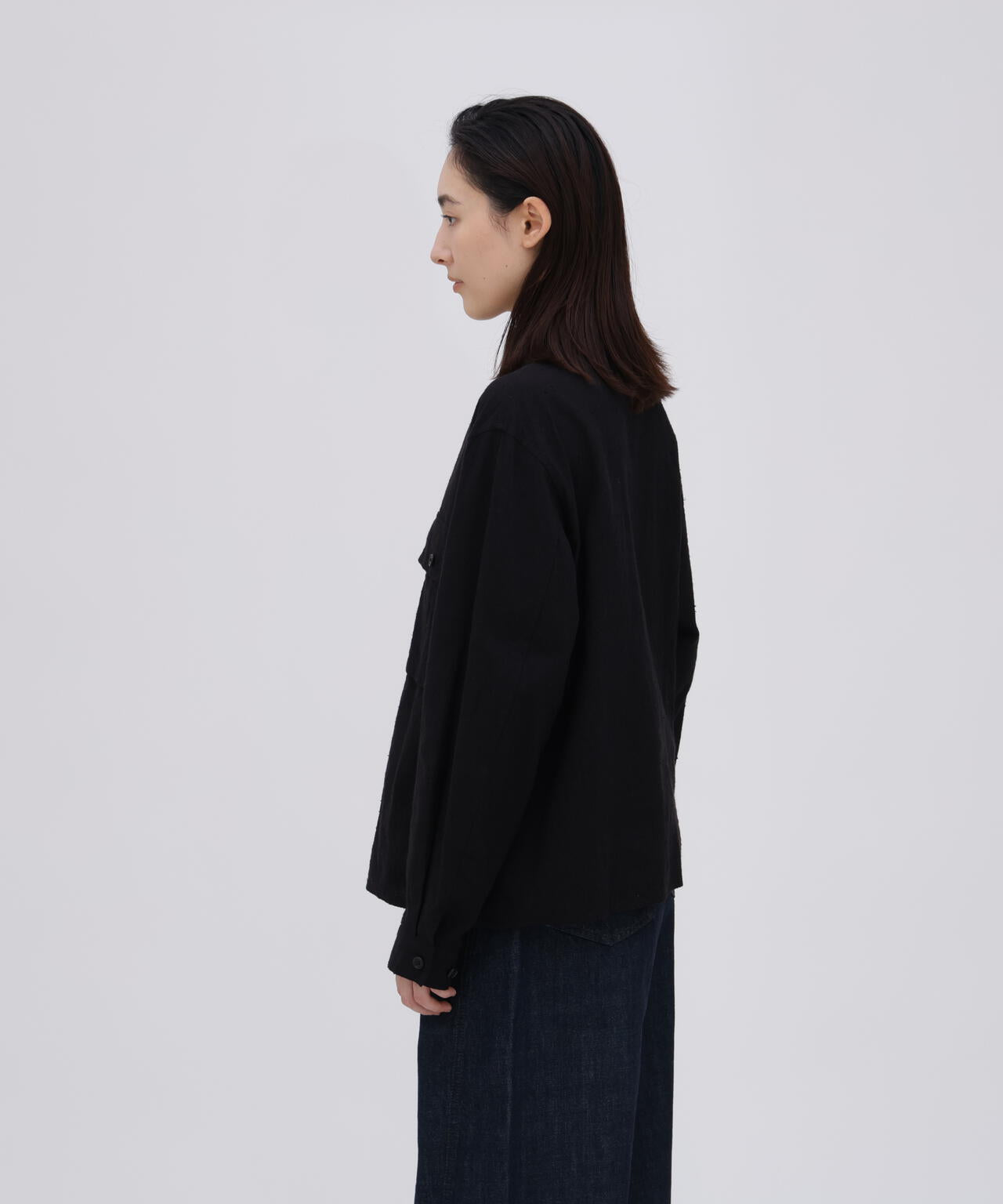 [別注] blurhms / SILK COTTN NEP PLAID MILITARY SHIRT