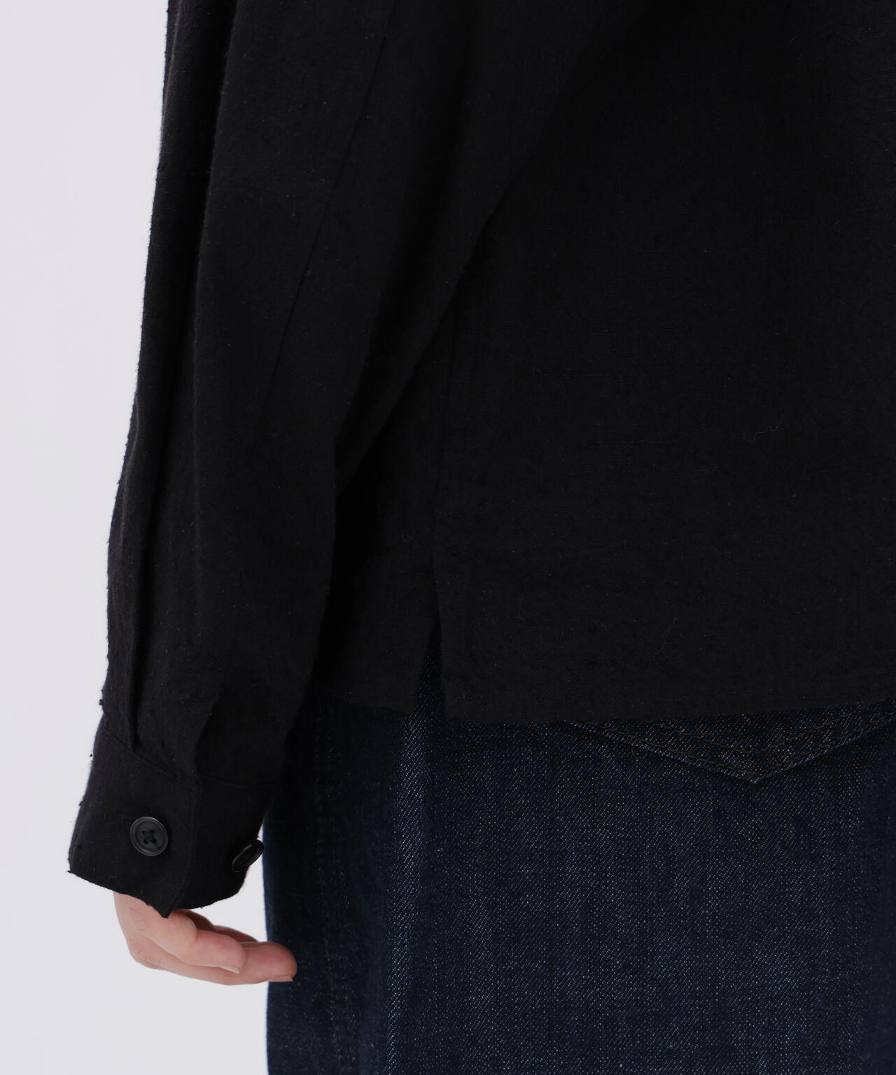 [別注] blurhms / SILK COTTN NEP PLAID MILITARY SHIRT