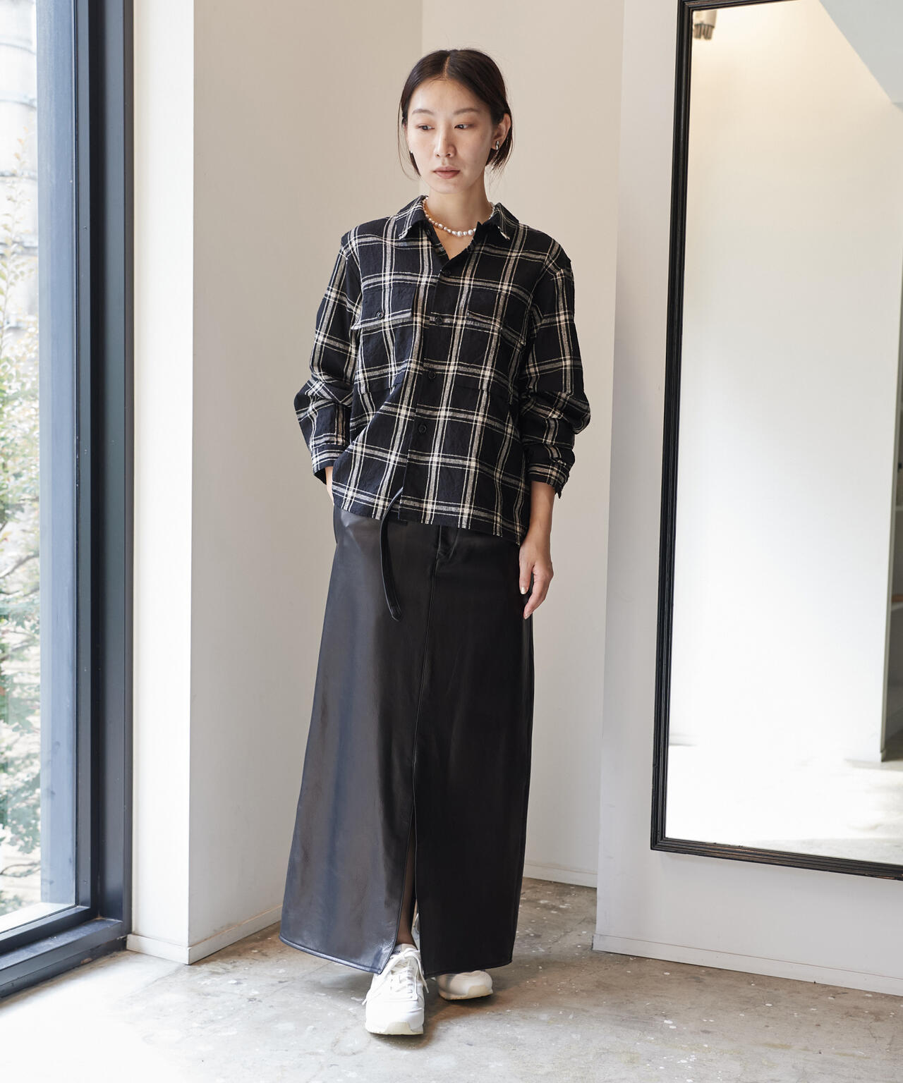 [別注] blurhms / SILK COTTN NEP PLAID MILITARY SHIRT