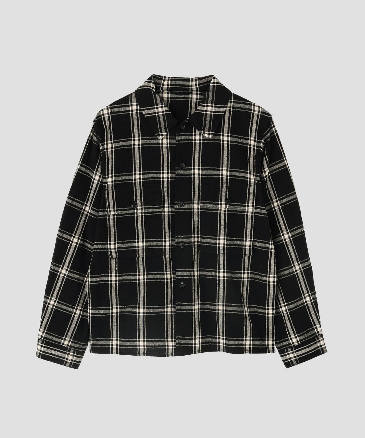 [別注] blurhms / SILK COTTN NEP PLAID MILITARY SHIRT