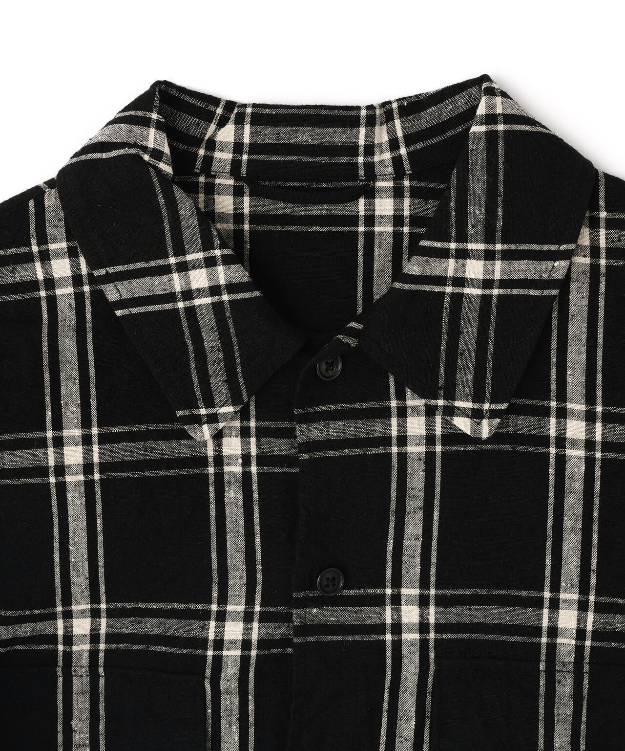 [別注] blurhms / SILK COTTN NEP PLAID MILITARY SHIRT