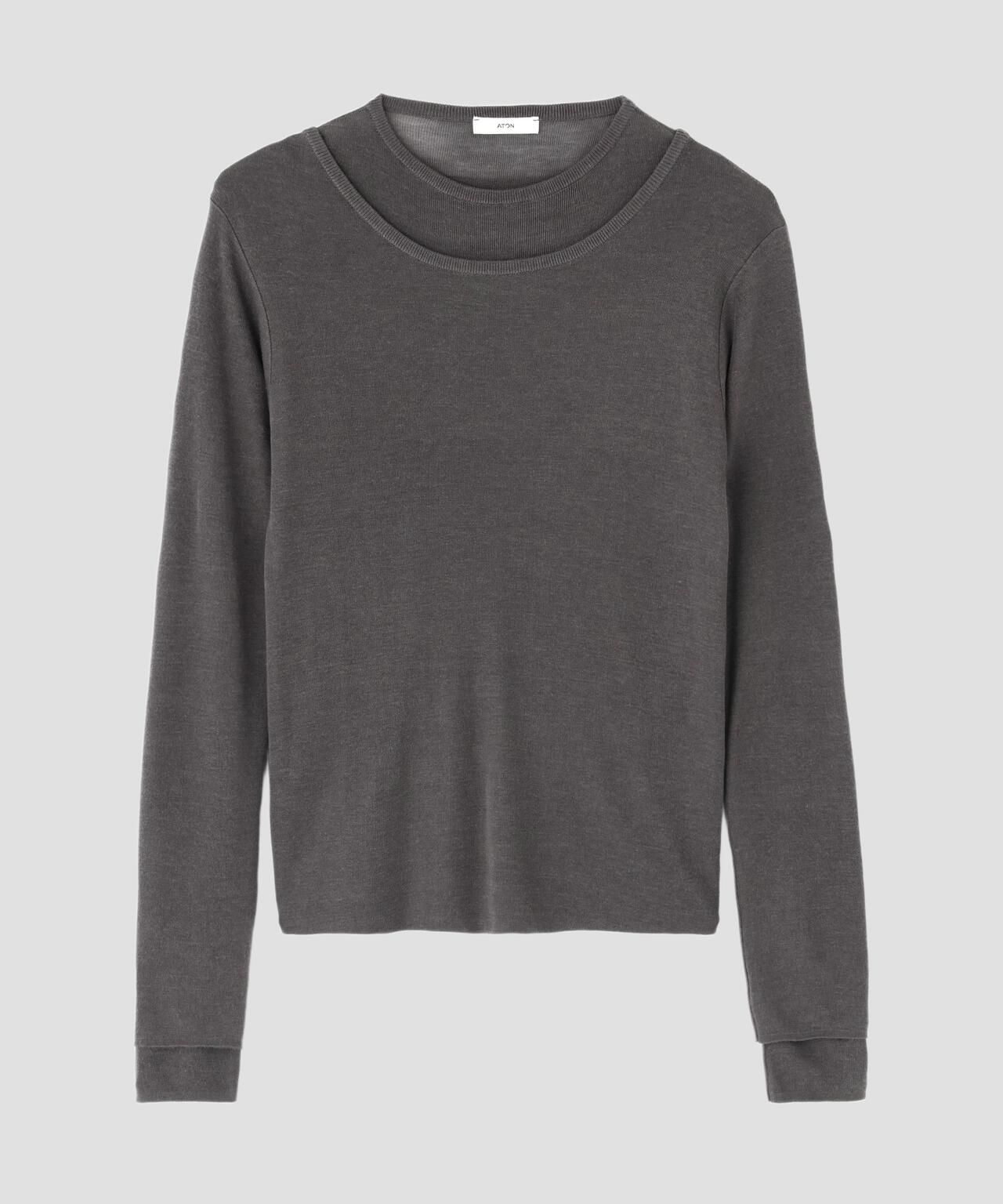 ATON / TENCEL SILK CIRCULER RIB CREW&CREW LAYERED | THE LIBRARY