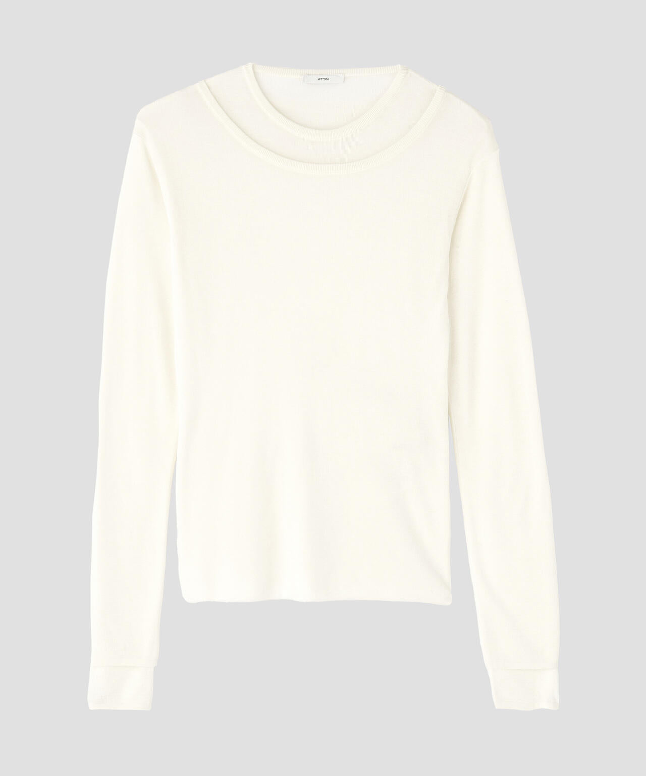 ATON / TENCEL SILK CIRCULER RIB CREW&CREW LAYERED | THE LIBRARY