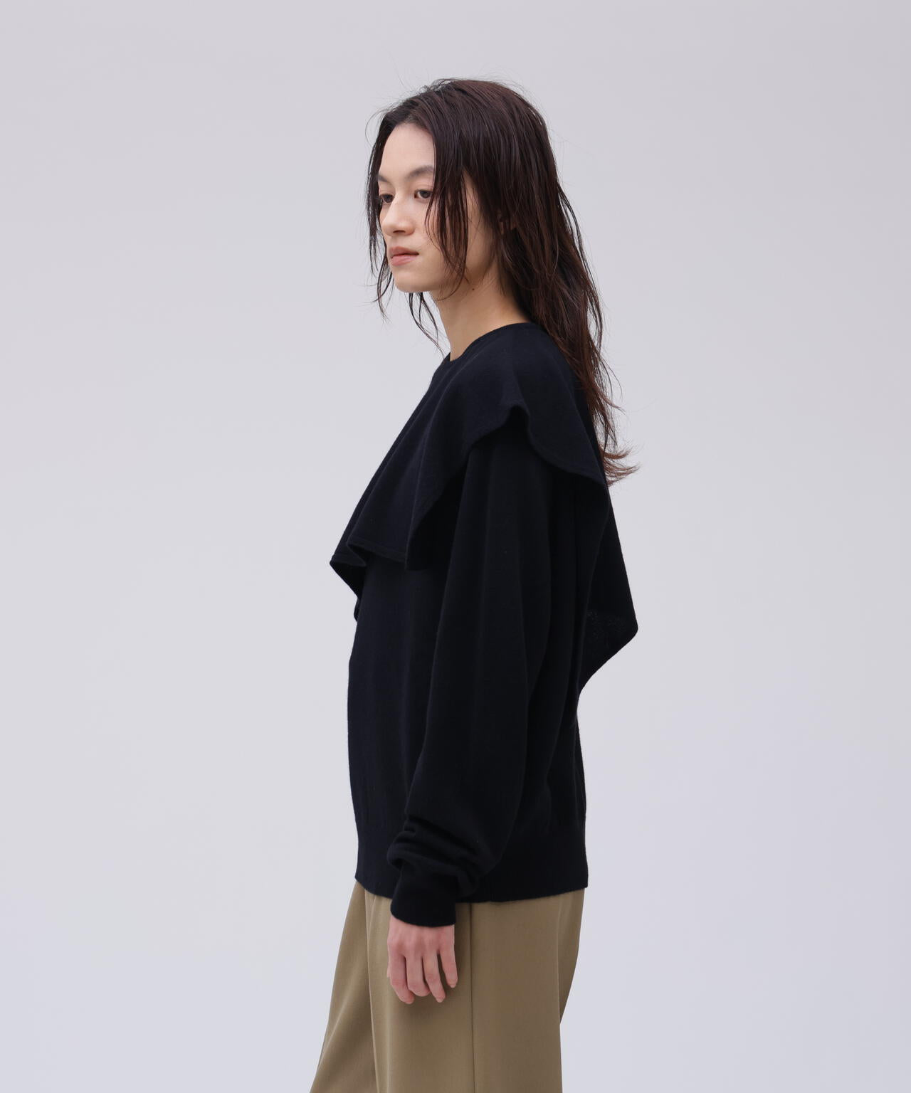 cristaseya リネンセーラーカラーニット Cristaseya：SAILOR CARDIGAN - KHAKI - ORANN ONLINE SHOP