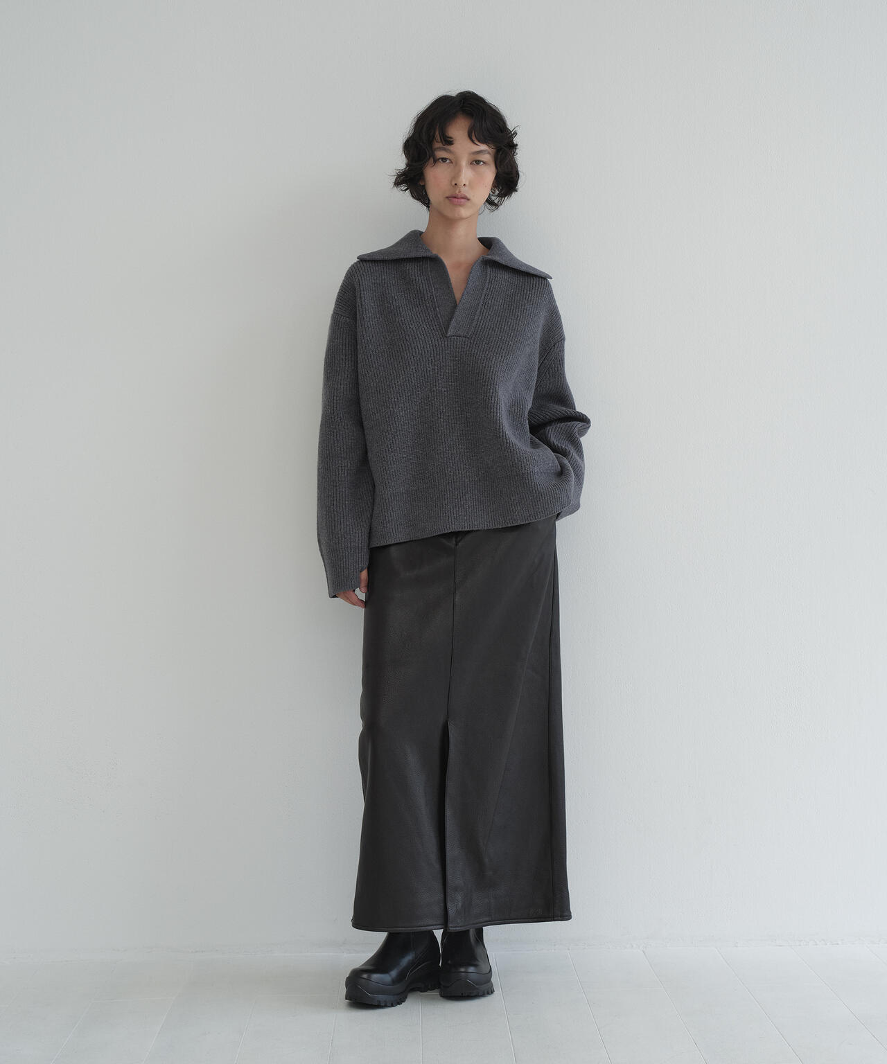 [別注]STUDIO NICHOLSON / LAMBSWOOL RIB POLO COLLAR JUMPER