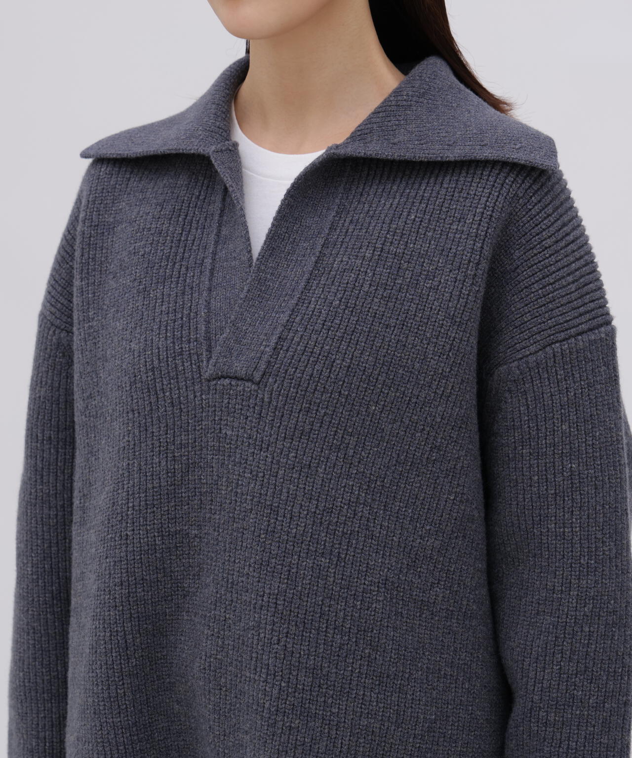 別注]STUDIO NICHOLSON / LAMBSWOOL RIB POLO COLLAR JUMPER | THE