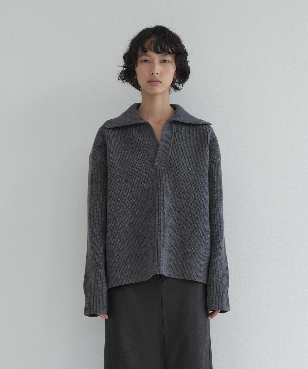 [別注]STUDIO NICHOLSON / LAMBSWOOL RIB POLO COLLAR JUMPER