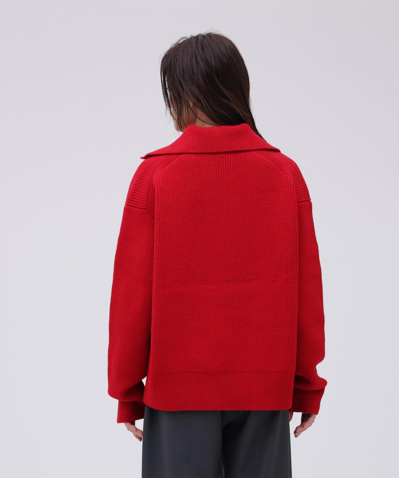 STUDIO NICHOLSON / LAMBSWOOL RIB POLO COLLAR JUMPER | THE LIBRARY